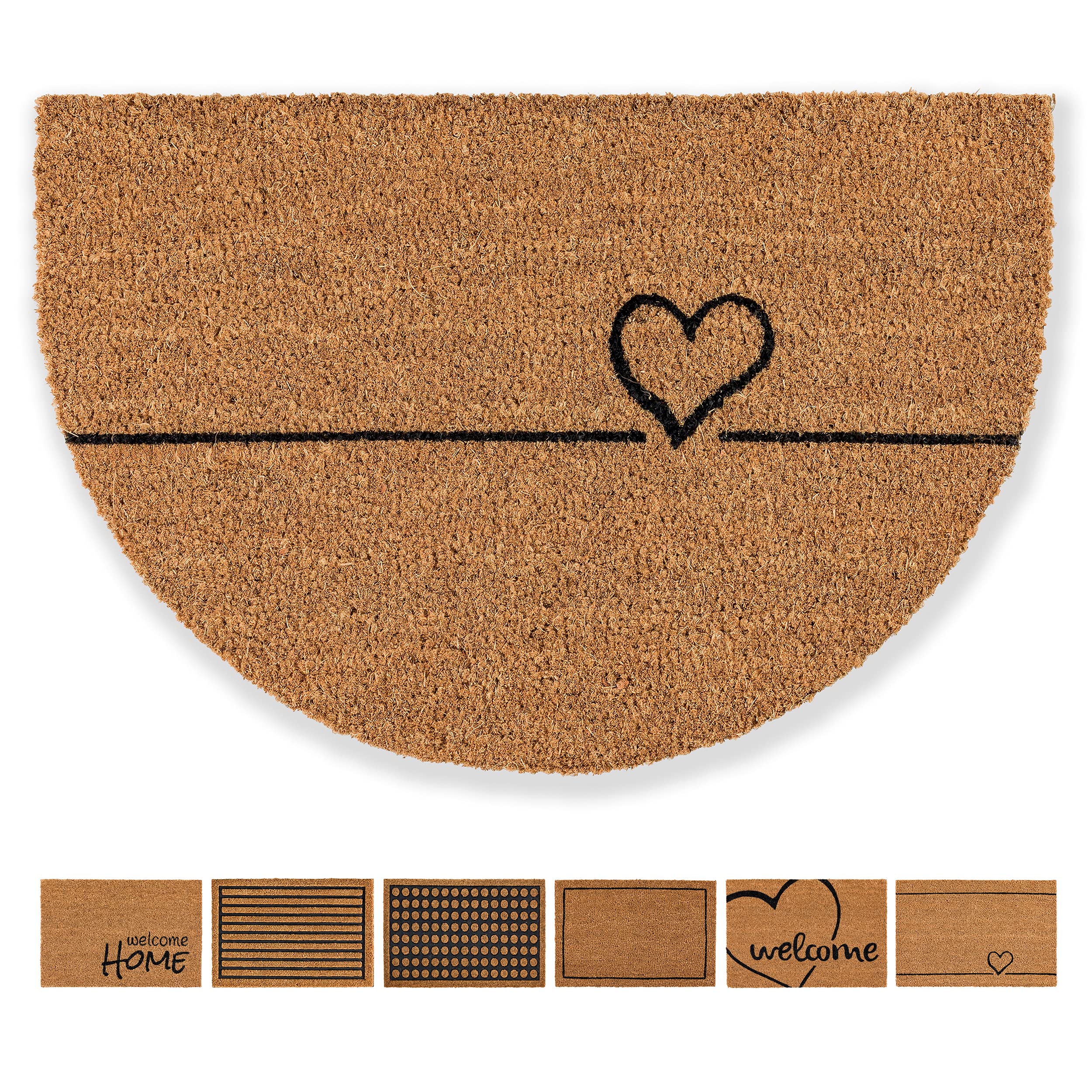 Carpido Fußmatte Kokos Herz Linien Design Halbrund – Sauberlauf 40x60 cm – Türmatte Innen Bereich – antibakterielle Kokosmatte – natürliches Material 40 x 60 cm (Halbkreis) Herz Linie Halbrund Angebot bei HelloDeals