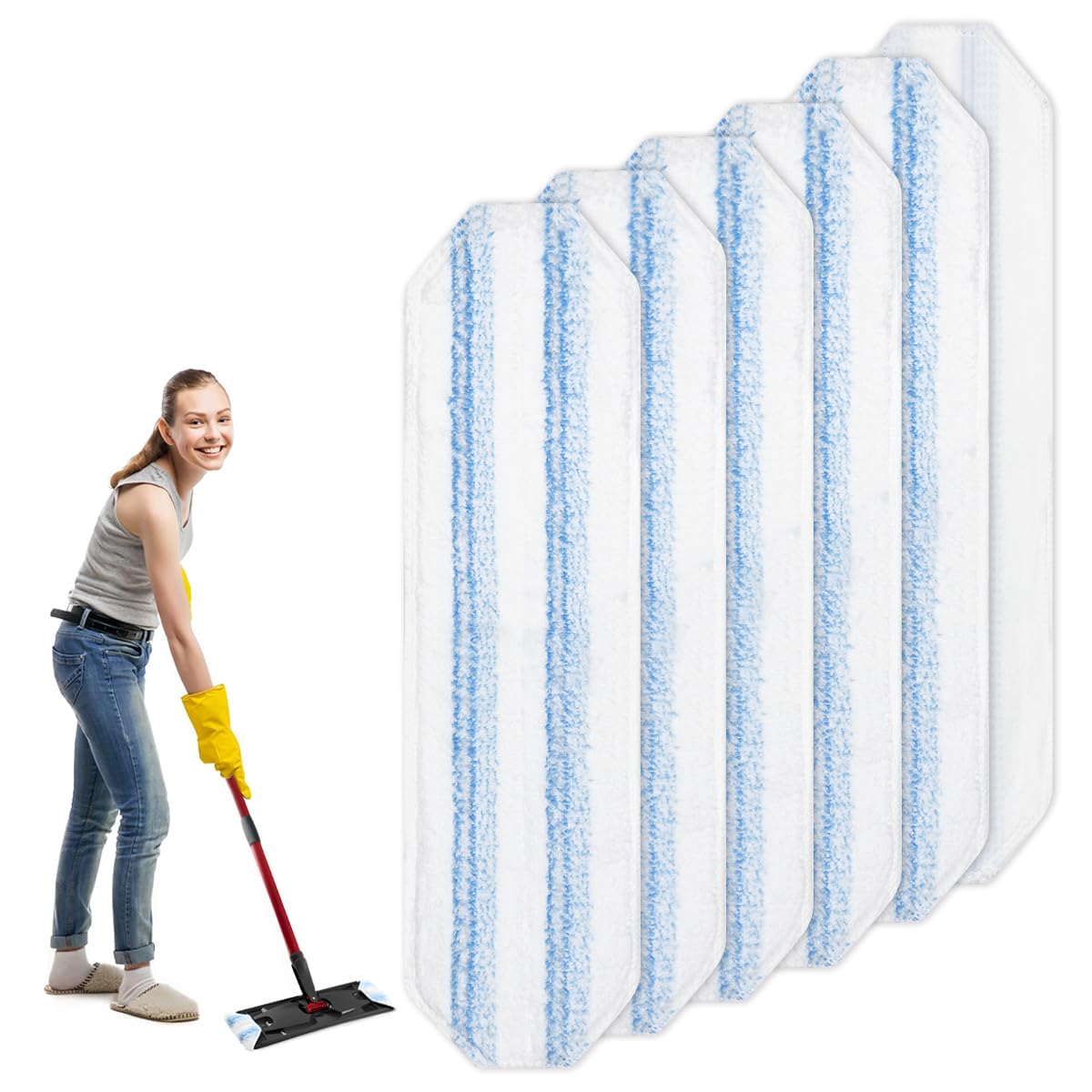 6 Stück für Vileda H2PrO Bodenwischer Wischmopp Ersatzbezug Set, Mikrofaser für Vileda H2PrO Wischer Wischbezug, Mop Ersatz, für Alle Hartböden Flecken Entfernen Boden Angebot bei HelloDeals