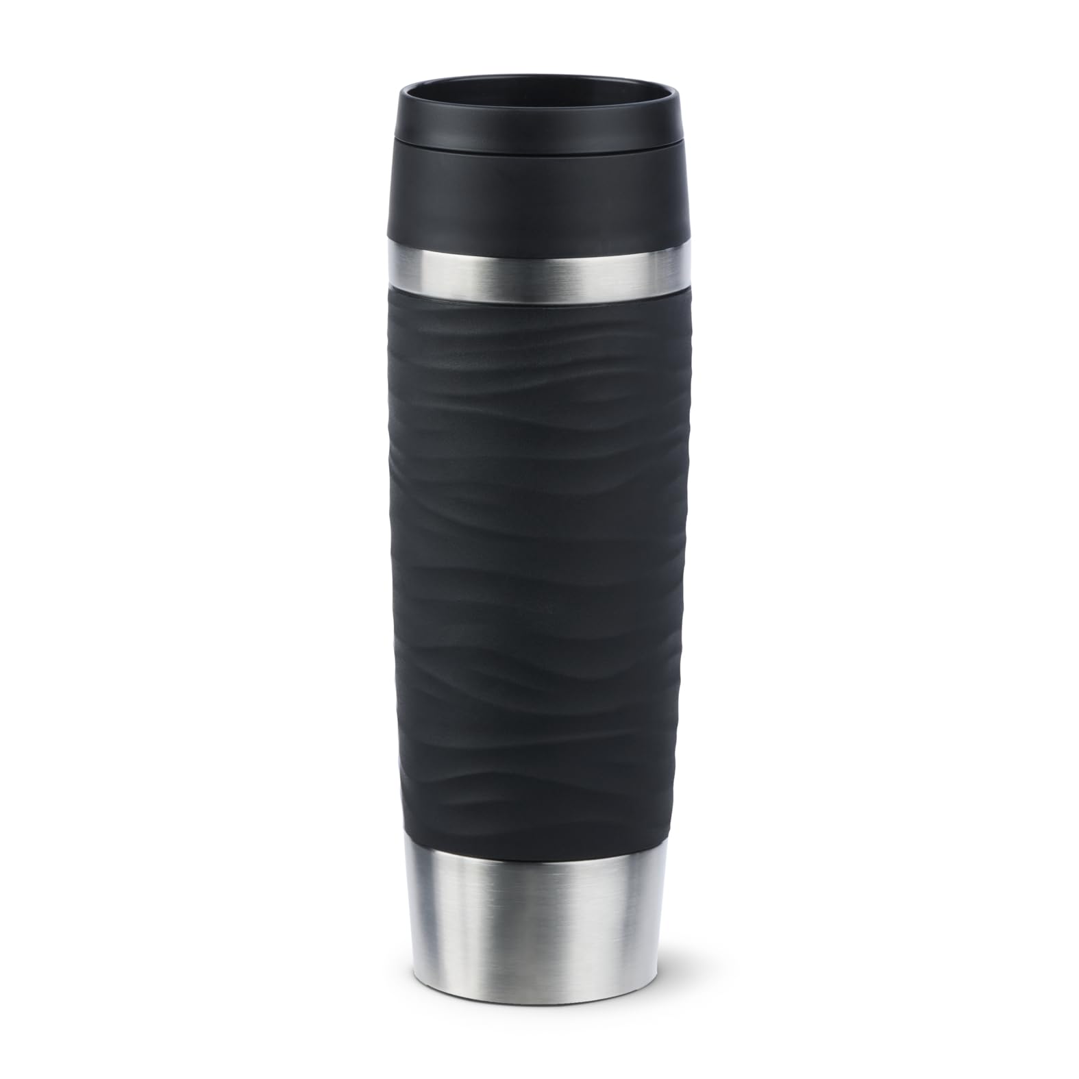 Emsa Travel Mug Wave Thermobecher 500 ml, Isolierbecher auslaufsicher, Edelstahl, 6h heiß und 12h kalt, 100% dicht, spülmaschinenfest, Kaffeebecher to go, 360°-Trinköffnung, schwarz, N20225 Angebot bei HelloDeals