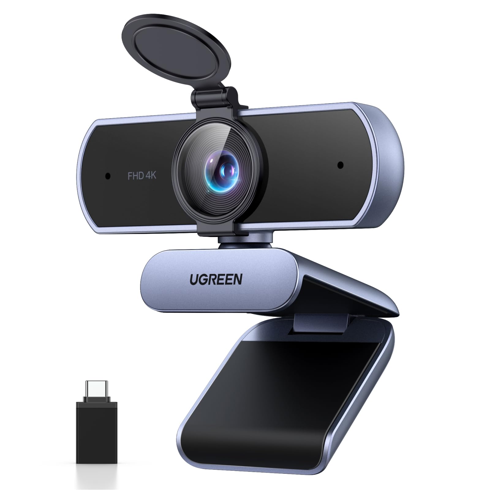 UGREEN UHD Webcam 4K, Webcam mit Mikrofon und Objektivabdeckung, PC Kamera mit Autofokus, Automatische Lichtkorrektur, 70°FOV, USB-A/C Anschluss, für PC/Laptop/Windows/Mac/Linux/Skype/FaceTime Angebot bei HelloDeals