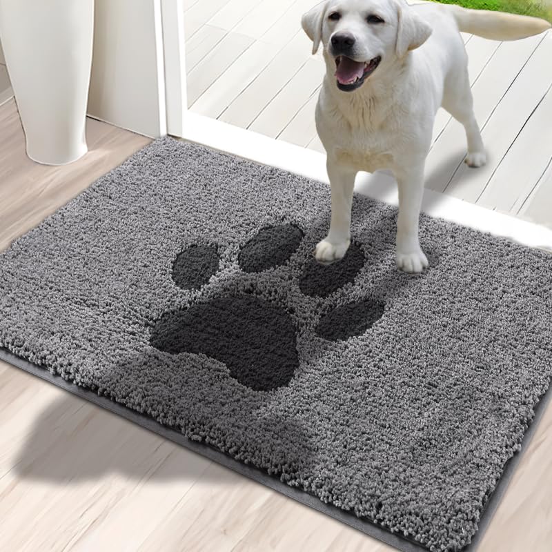 Oiilores Schmutzfangmatte Fußmatte Innen 50x80cm, Rutschfester Waschbarer Teppich, Niedriges Profil Innen Fußmatten für Eingang, Super Saugfähige Hundematten für Schlammige Pfoten, Grau 50 x 80 cm Grau Angebot bei HelloDeals