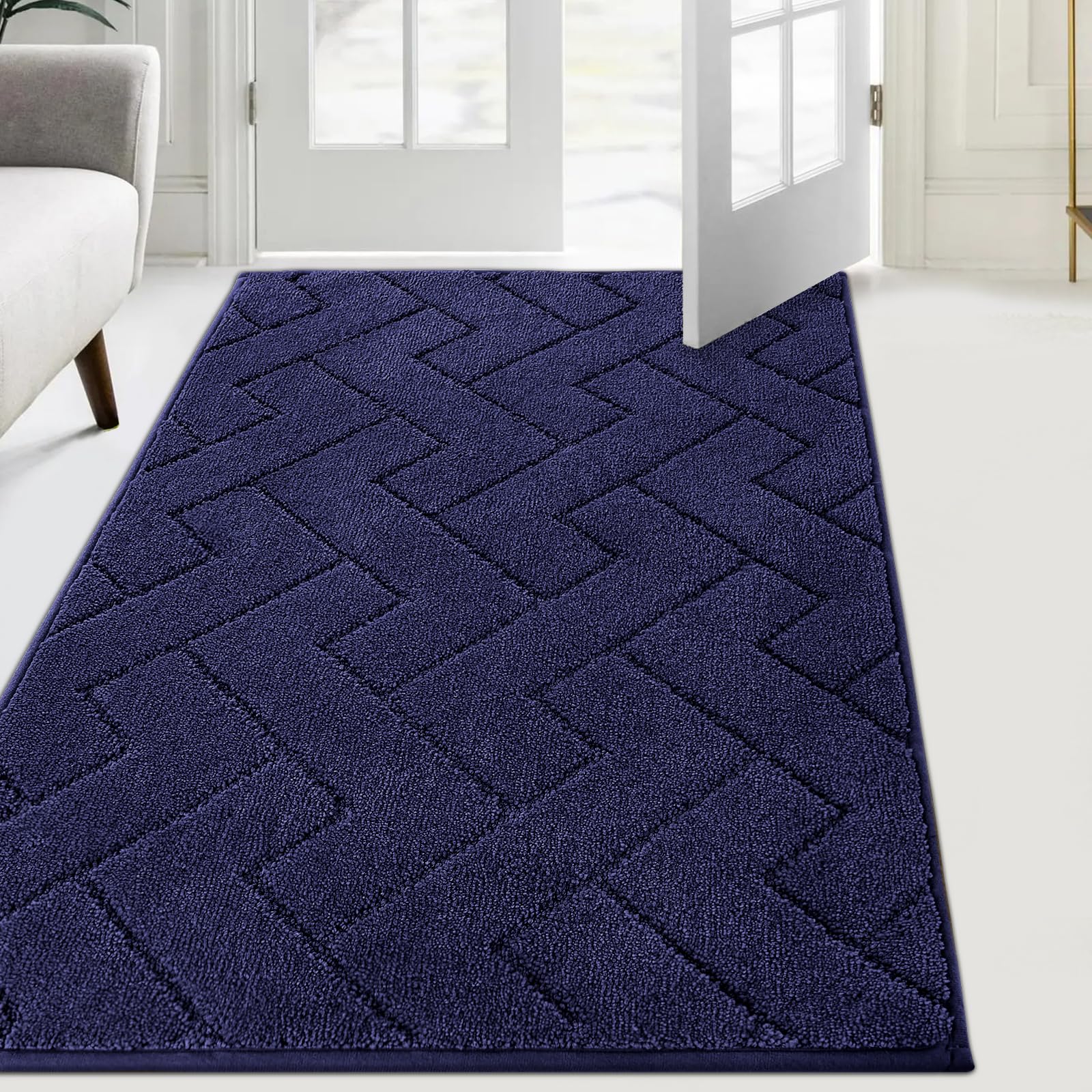 FCSDETAIL Schmutzfangmatte Innen 86 x 150 cm, rutschfeste Fußmatte, waschbar Sauberlaufmatte, absorbierend Türmatte, Fussmatte Teppich für Hund, Eingang, Haustür & Flur 86 x 150 cm (Rechteckig) Blau Angebot bei HelloDeals