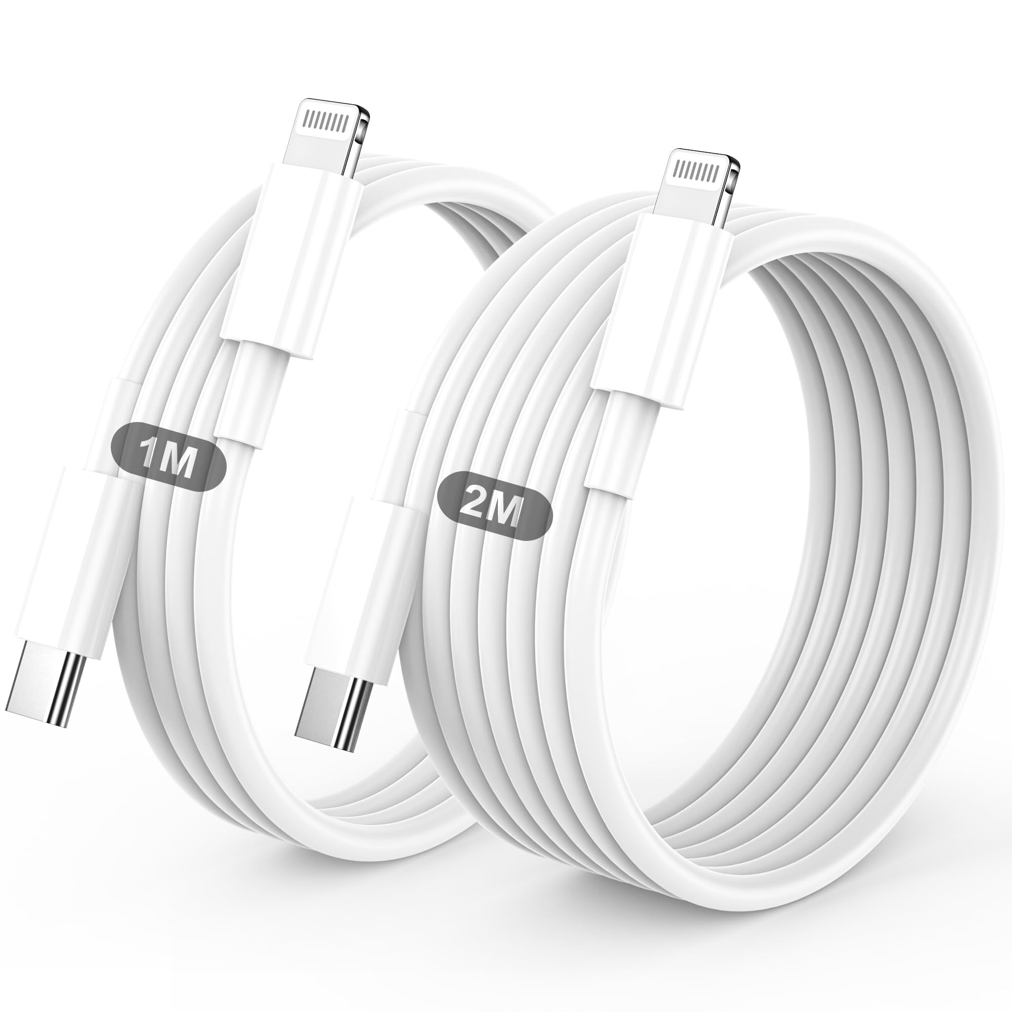 Lightning Kabel USB C 2Pack 1M+2M Für IPhone ladekabel MFi Zertifiziert Original für Apple Schnellladekabel für IPhone 14/13/12/11/Pro/Pro Max/Mini/XR/XS/XS Max/X/8/7/6/6s/Plus/iPad Weiß 1M+2M Angebot bei HelloDeals