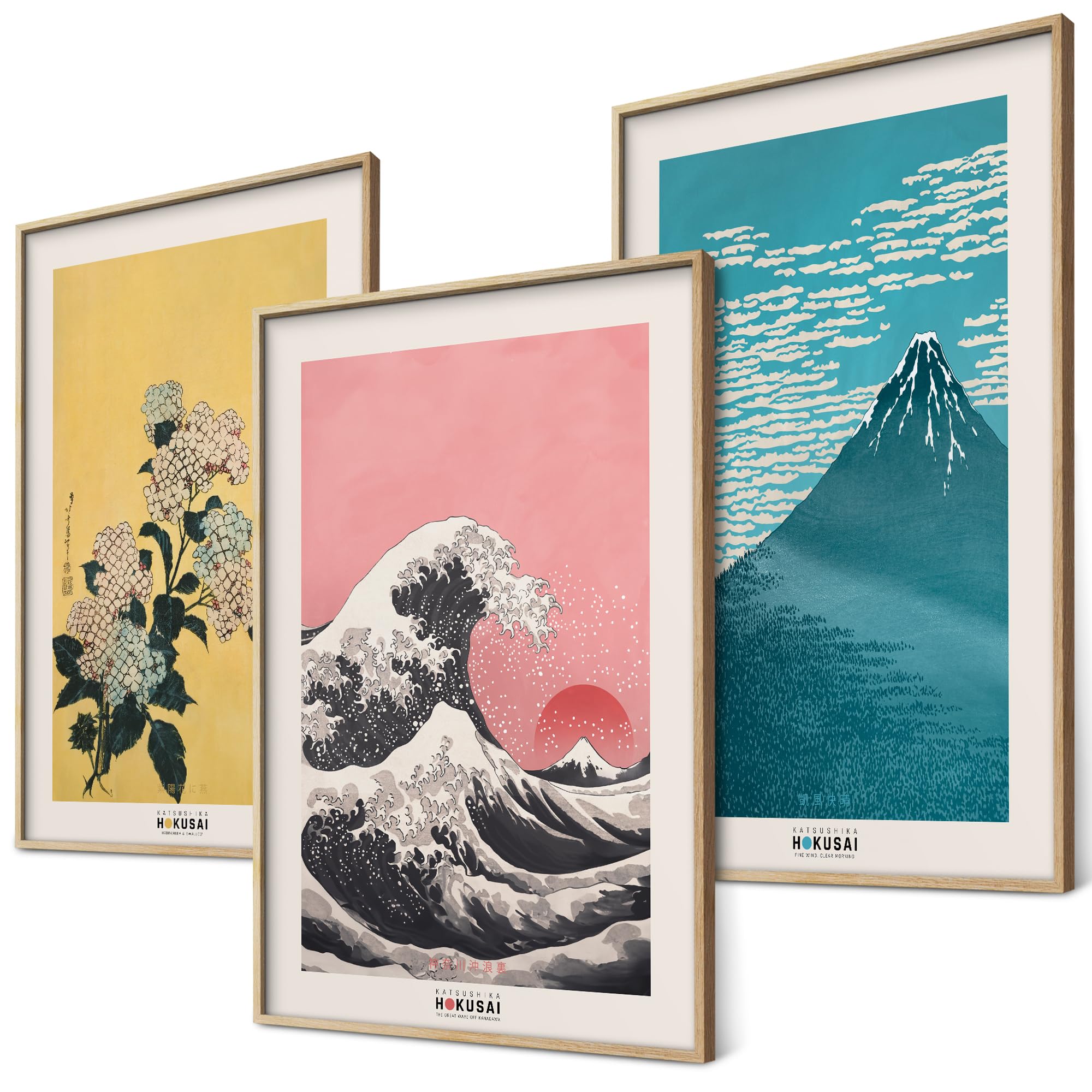 Hokusai Poster Set Japanische Wanddeko Japan Kunst Bilder Schlafzimmer Deko Wohnzimmer Dekoration Eklektische Gemälde (3x A3 | Ohne Rahmen) Hokusai Trio 3x A3 | Ohne Rahmen Angebot bei HelloDeals