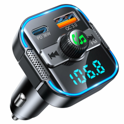 2-in-1 Bluetooth Adapter Auto & Schnelles Autoladegerät (PD 36W & QC3.0 18W) - Neuester FM Transmitter Zigarettenanzünder mit Dual Mikrofon, unterstützt Siri-Assistent & Freisprecheinrichtung Angebot bei HelloDeals