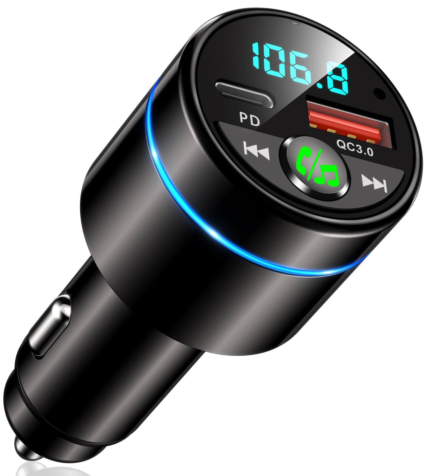 Mohard Bluetooth Adapter Auto, Ganzmetall FM Transmitter Auto Bluetooth mit PD 30W & QC3.0 18W Schnellladung, Freisprechanlage Bluetooth5.3, Rauschunterdrückung Mikrofon, 7 Farbige Licht Angebot bei HelloDeals