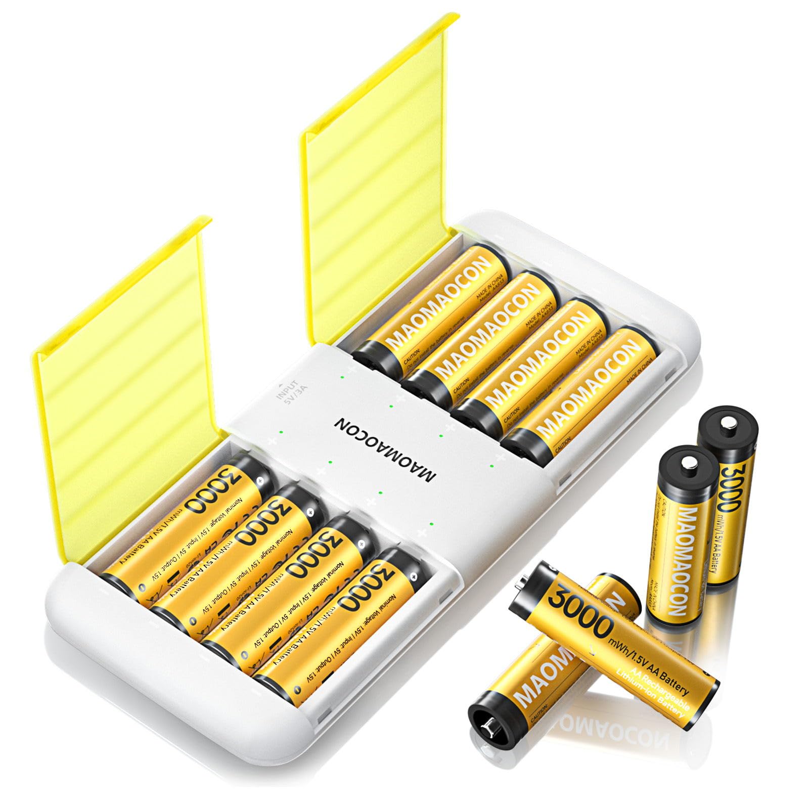 8 stück Lithium AA Akku mit Ladegerät, wiederaufladbare AA Batterien, 3000mWh hohe Kapazität Mignon AA Batterien, 1.5V Lithium AA Batterien und Akku Ladegerät mit Ladung-Aufbewahrung Funktion Angebot bei HelloDeals