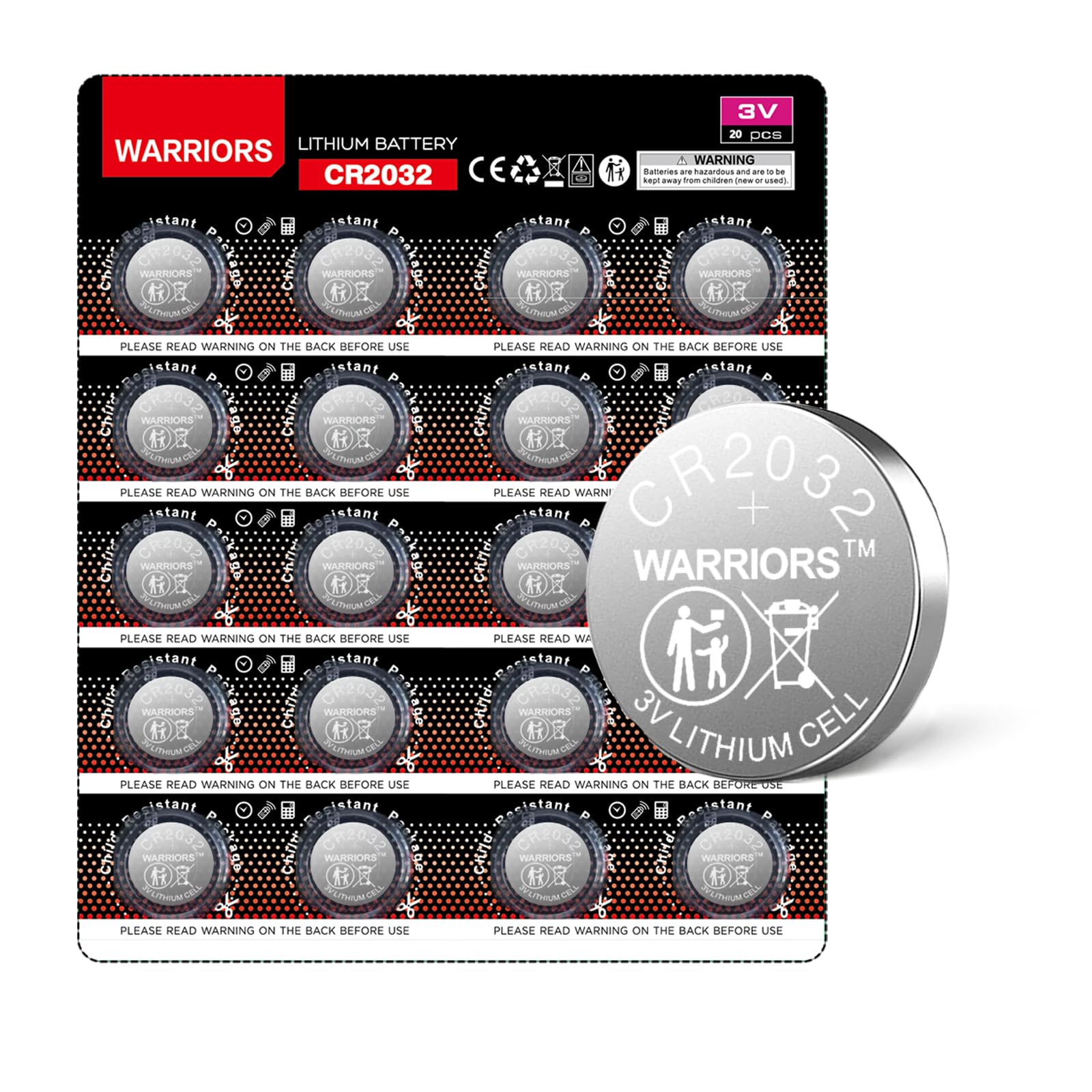 Warriors 20X 2032 Batterie Knopfzellen CR2032 Batterien 3V, Kapazität 240 mAh, kindersichere Verpackung, für den Einsatz in Schlüsselanhängern, Waagen, medizinischen Geräten (20X) Angebot bei HelloDeals