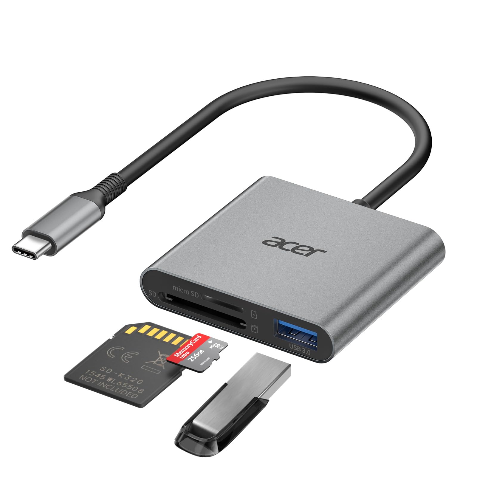 acer USB C SD Kartenleser mit Typ-A 3.0, USB-C Card Reader Aluminium Kartenlesegerät Typ C Micro SD Speicherkartenleser Adapter für iPhone 17 16 15 Serie,Galaxy S24,iPad MacBook Pro,Surface Pro usw. Angebot bei HelloDeals