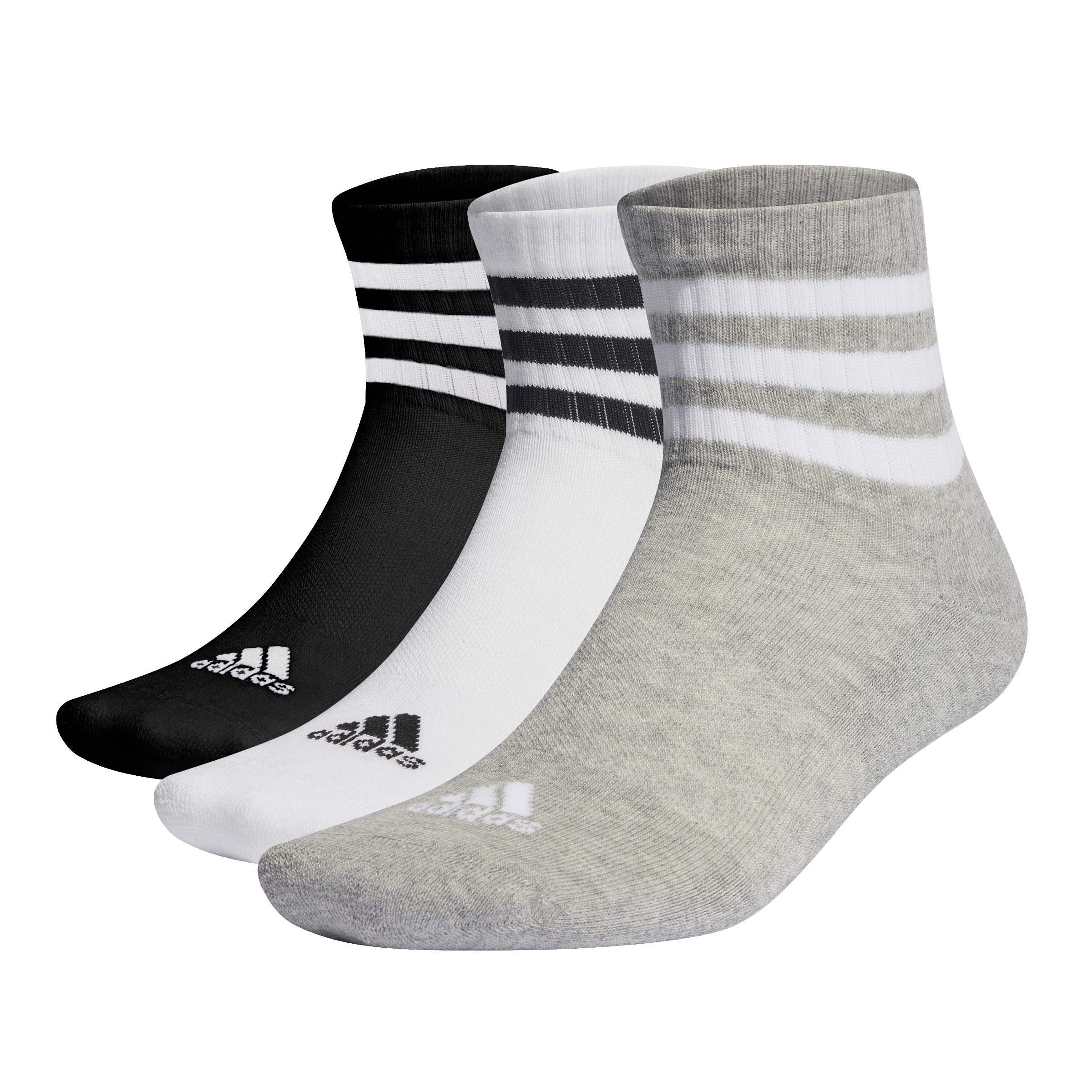 adidas Unisex 3-stripes Cushioned Sportswear Mid-cut Socks 3 Pairs Knöchelsocken (3er Pack) 40-42 Medium Grey Heather / White / Black Angebot bei HelloDeals