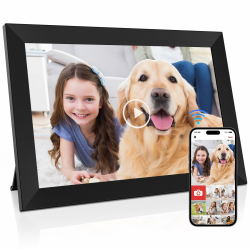 GGUA WiFi Digitaler Bilderrahmen - 10.1 Zoll Elektronischer Bilderrahmen 1280 * 800 IPS Touchscreen, 32GB Speicher, Automatische Rotation Teilen Sie Fotos und Videos sofort über Frameo App Schwarz Angebot bei HelloDeals