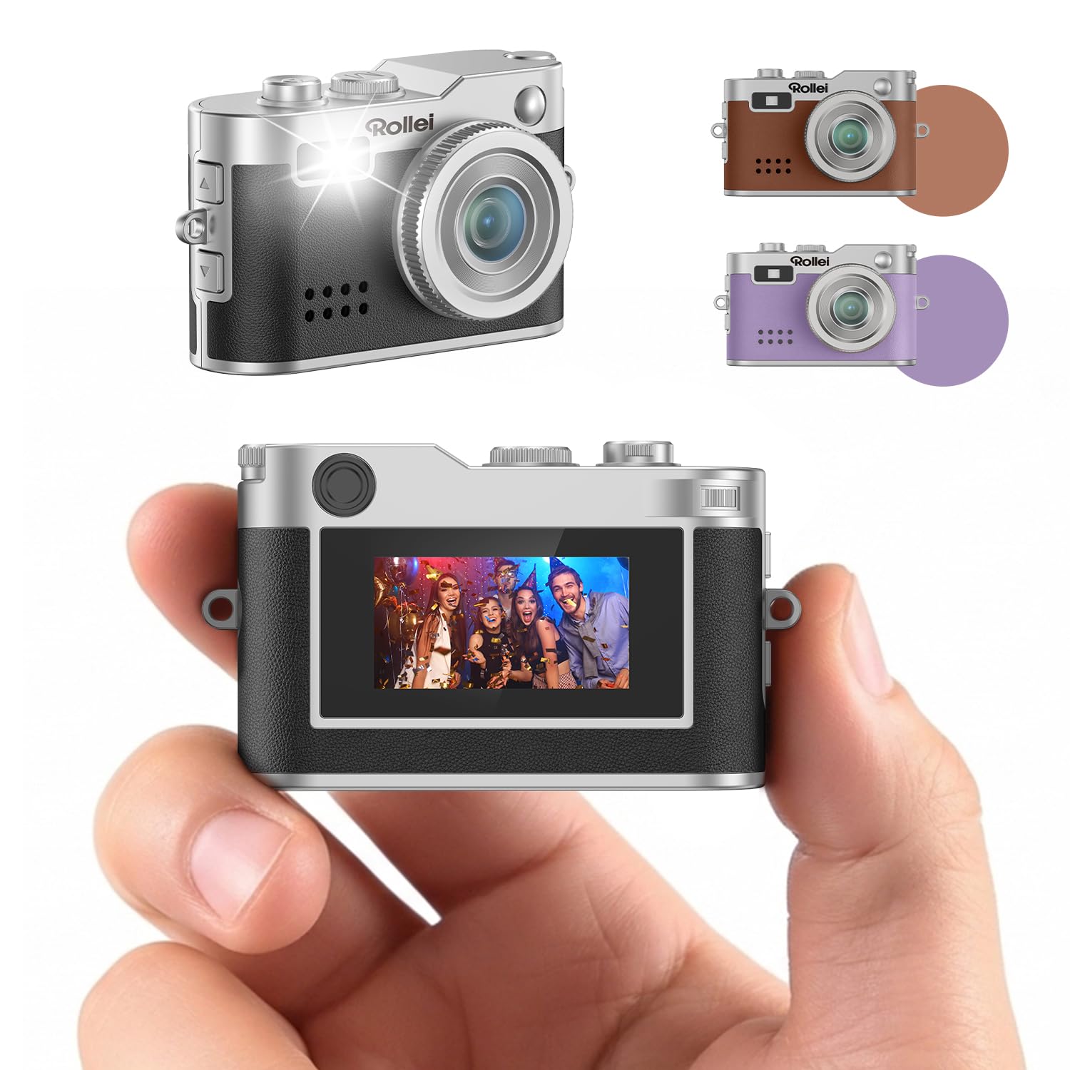 Rollei Minidigitalkamera Vintage Schwarz, 1080P FHD Kleine Retro Digitalkamera mit 0,96 Zoll Farbbildschirm 2MP Daumenkamera Kompakte Fotokamera mit Blitz & Aufzeichnung, Mini-Digital-Kamera-Klein Angebot bei HelloDeals