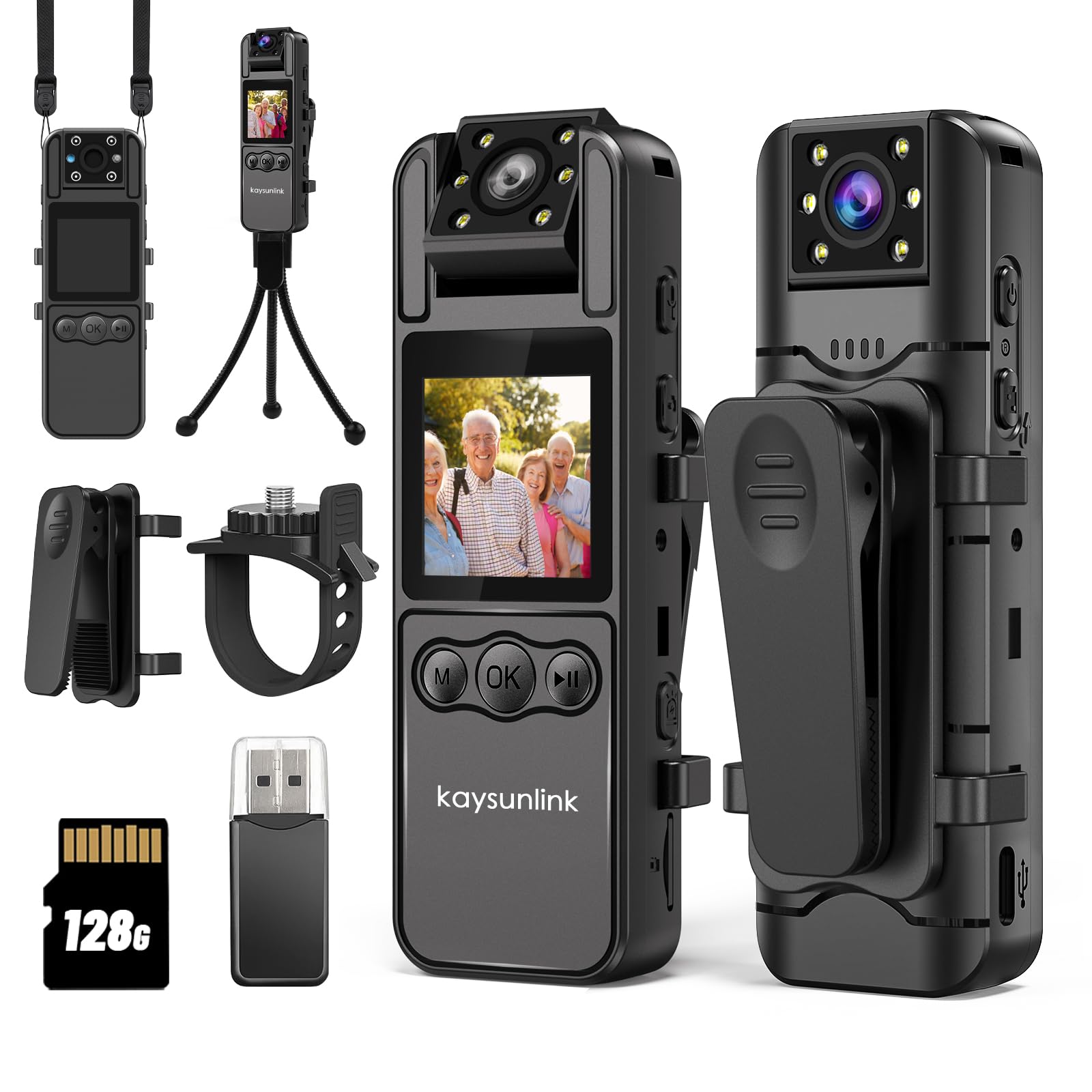 kaysunlink Körperkamera mit Audio- und Videoaufnahme, 1080P FHD, Mini-Polizei, tragbar, klein, persönlicher Camcorder, Sport, Action, Outdoor-Videorecorder (128 GB) Angebot bei HelloDeals