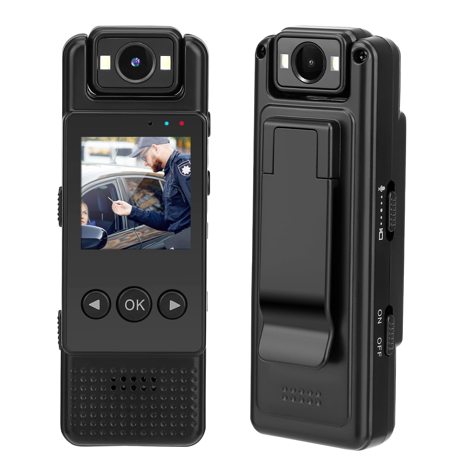 Polizeikamera mit Rückclip und 180° Weitwinkel, 64GB Bodycam Körperkamera Mini mit Aufnahme, Video und Fotofunktion, 1080P Taschenkamera mit 1,3-Zoll-Bildschirm und 180° Flip Objektiv, 1200 mAh Akku Angebot bei HelloDeals