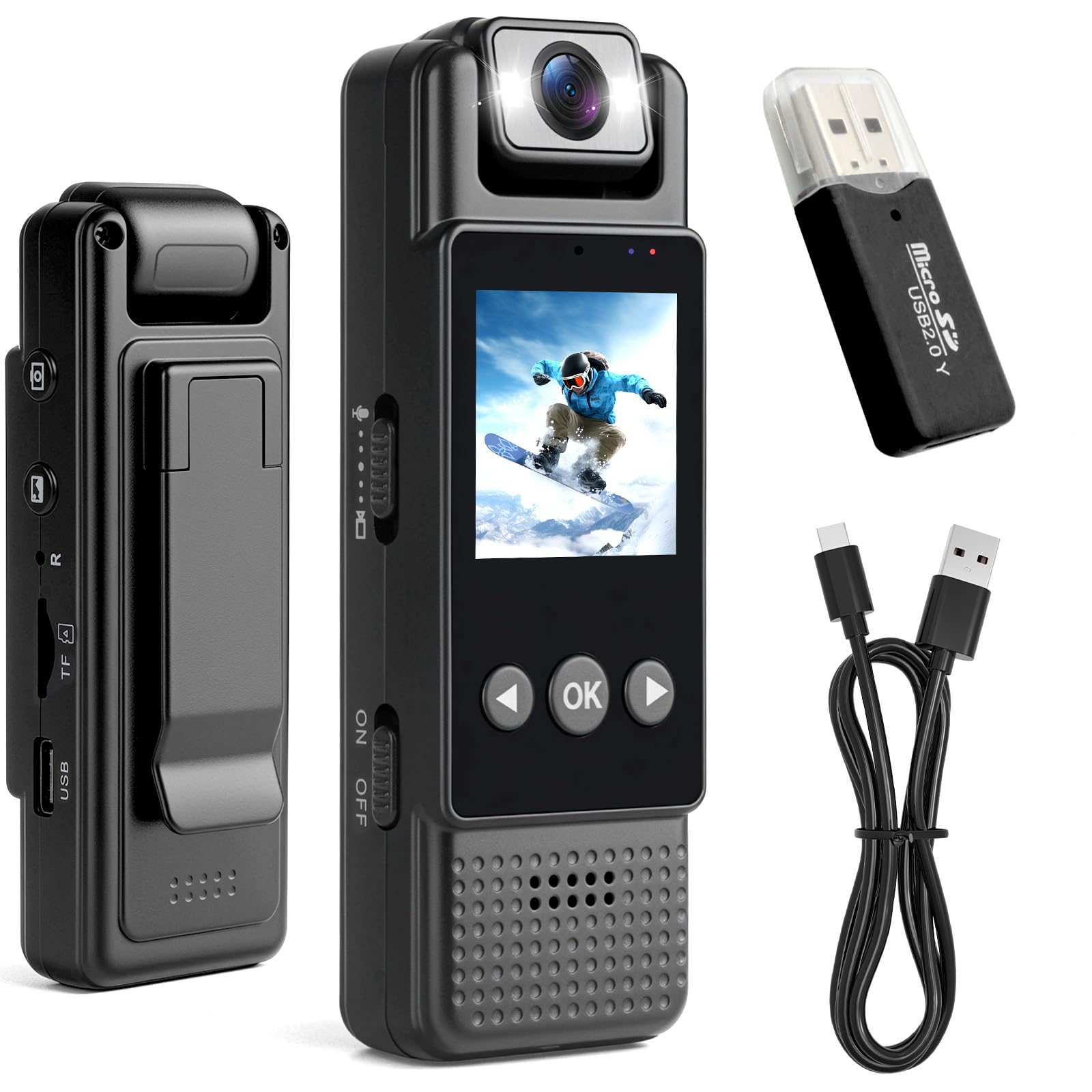 Tragbare Kleine Körperkamera 1080P – 180° Drehbare Mini Kamera mit HD-LCD-Bildschirm, Mini Überwachungskamera mit 6 Stunden Videoaufnahme, Bodycam Körperkamera für Meeting,Reiten,Haustierspaziergänge Angebot bei HelloDeals