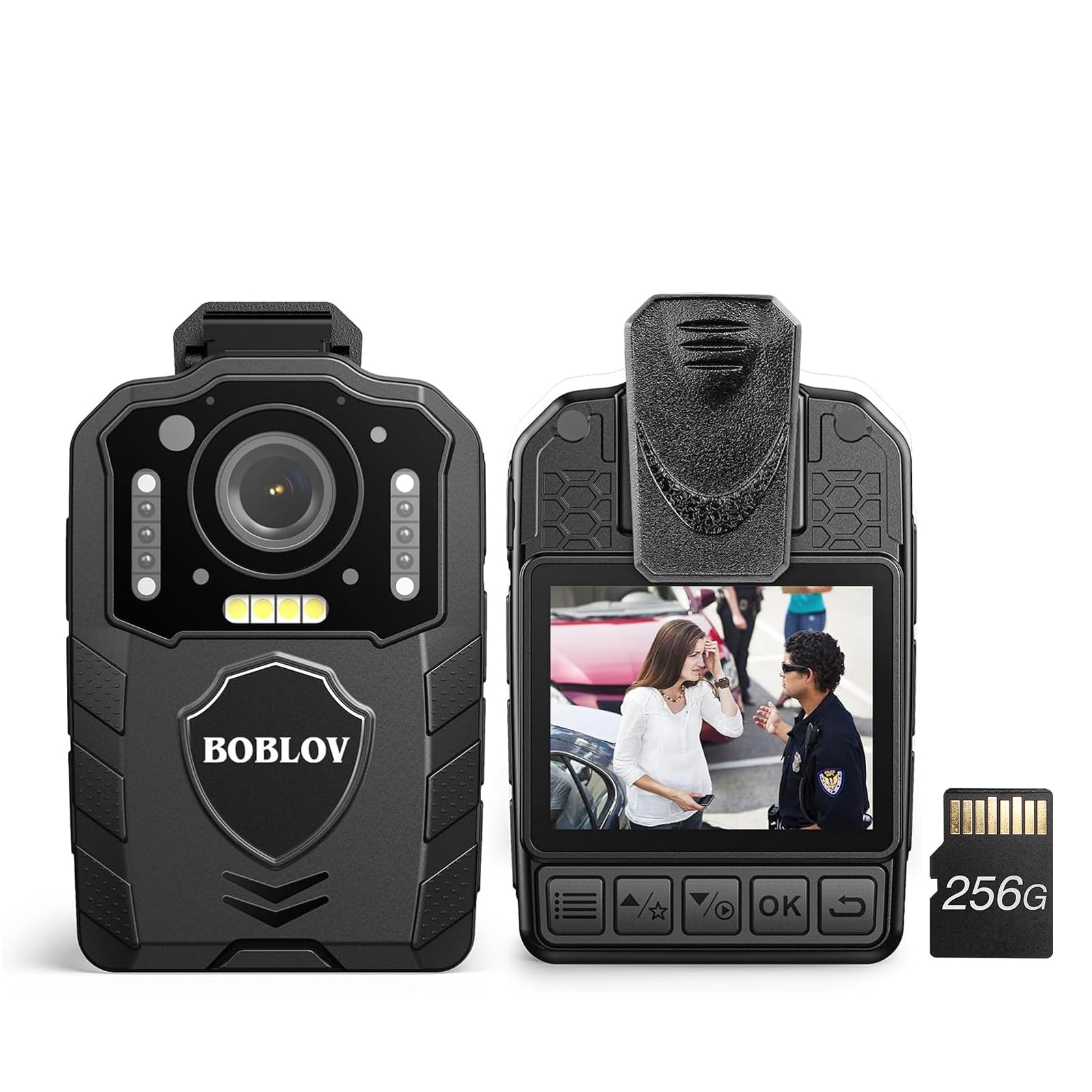 BOBLOV KJ25 1080P 256 GB Körperkamera, Body Cam, 3000 mAh mit 10–13 Stunden Aufnahmezeit, Body Camera mit Nachtsicht, für Lieferungen, Strafverfolgung (256 GB) 256GB Angebot bei HelloDeals