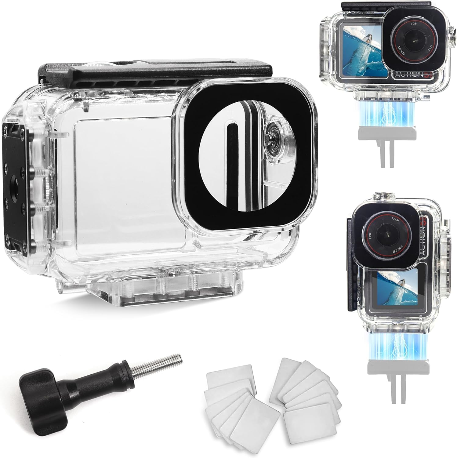 FitStill 196FT/60M Unterwasser-wasserdichtes Gehäuse mit magnetischer Schnellverschluss-Schnittstelle, kompatibel mit DJI Osmo Action 5 Pro/Action 4/Action 3, Tauchschutz Action 5 Pro Schutzhülle Angebot bei HelloDeals