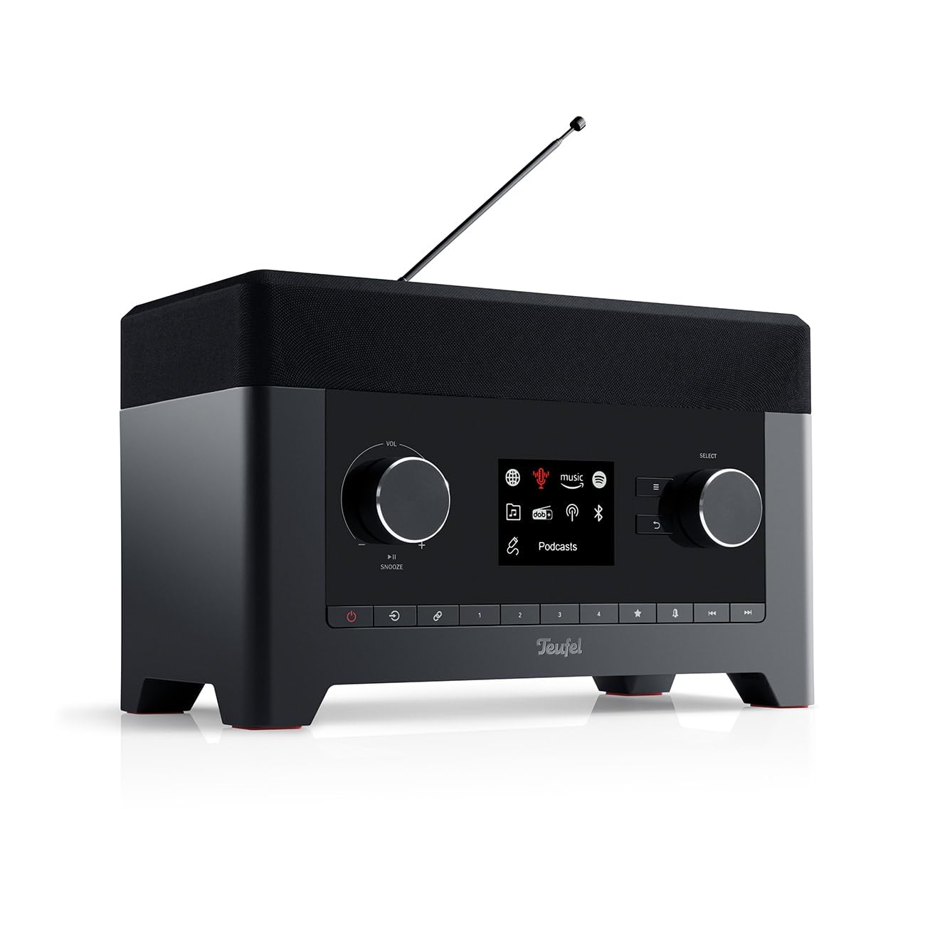 Teufel Radio 3SIXTY - Premium Digitalradio Bluetooth Lautsprecher, 360 Grad Sound, DAB+, Internetradio, Powerbank-Funktion, Subwoofer, Weckfunktion, Musik-Streaming - Schwarz Angebot bei HelloDeals