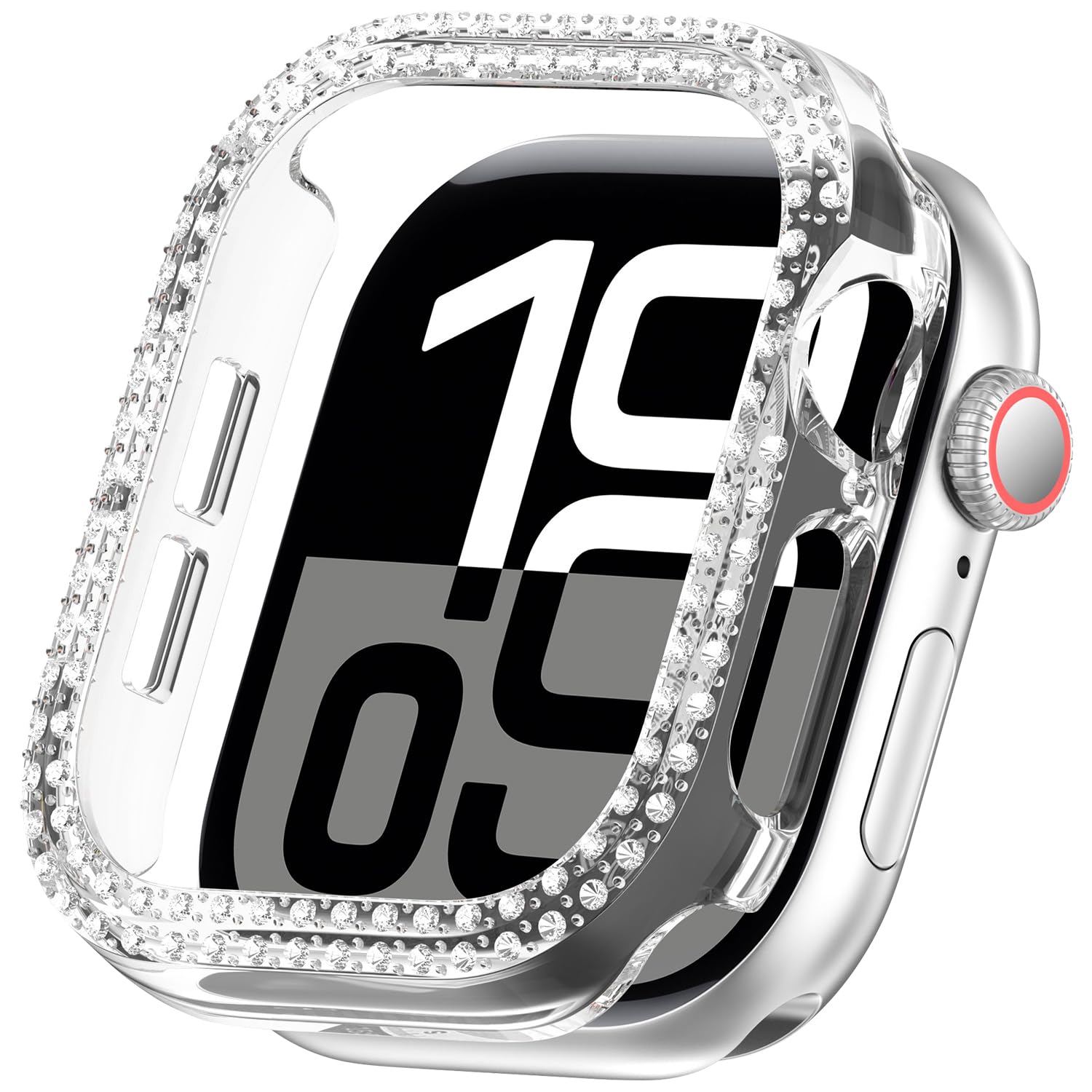 Miimall Glitzer Strass Diamant Hülle Kompatibel mit Apple Watch 11/10 Case 42MM, Ultra-dünne Stoßfeste Vollschutz PC Schutzhülle Aushöhlen Cover für Apple Watch Serie 11/10 Zubehör 42MM, Transparent 42MM Transparent Angebot bei HelloDeals