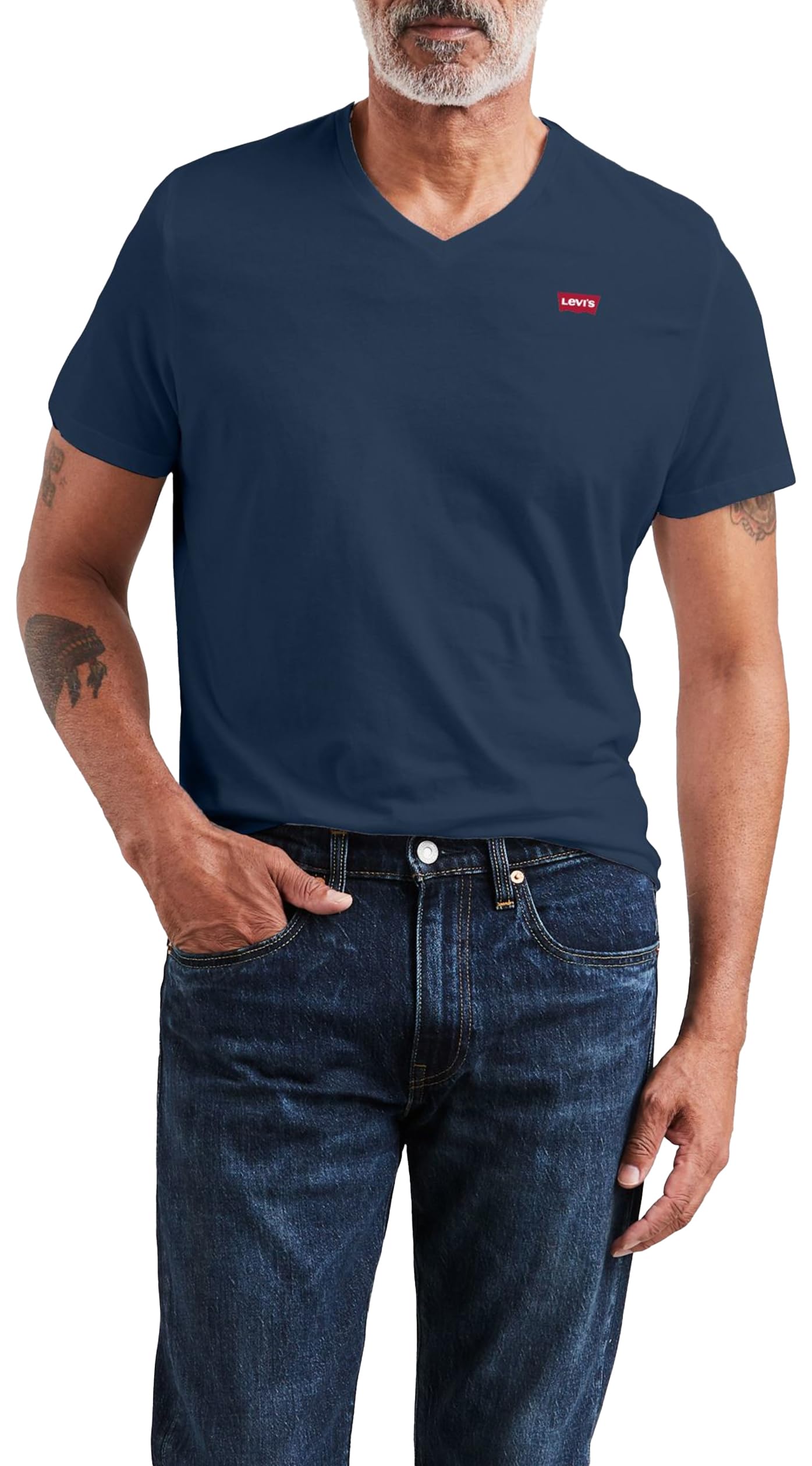Levi's Herren Original Housemark V-Neck T-Shirt T-Shirt L Dress Blues Angebot bei HelloDeals