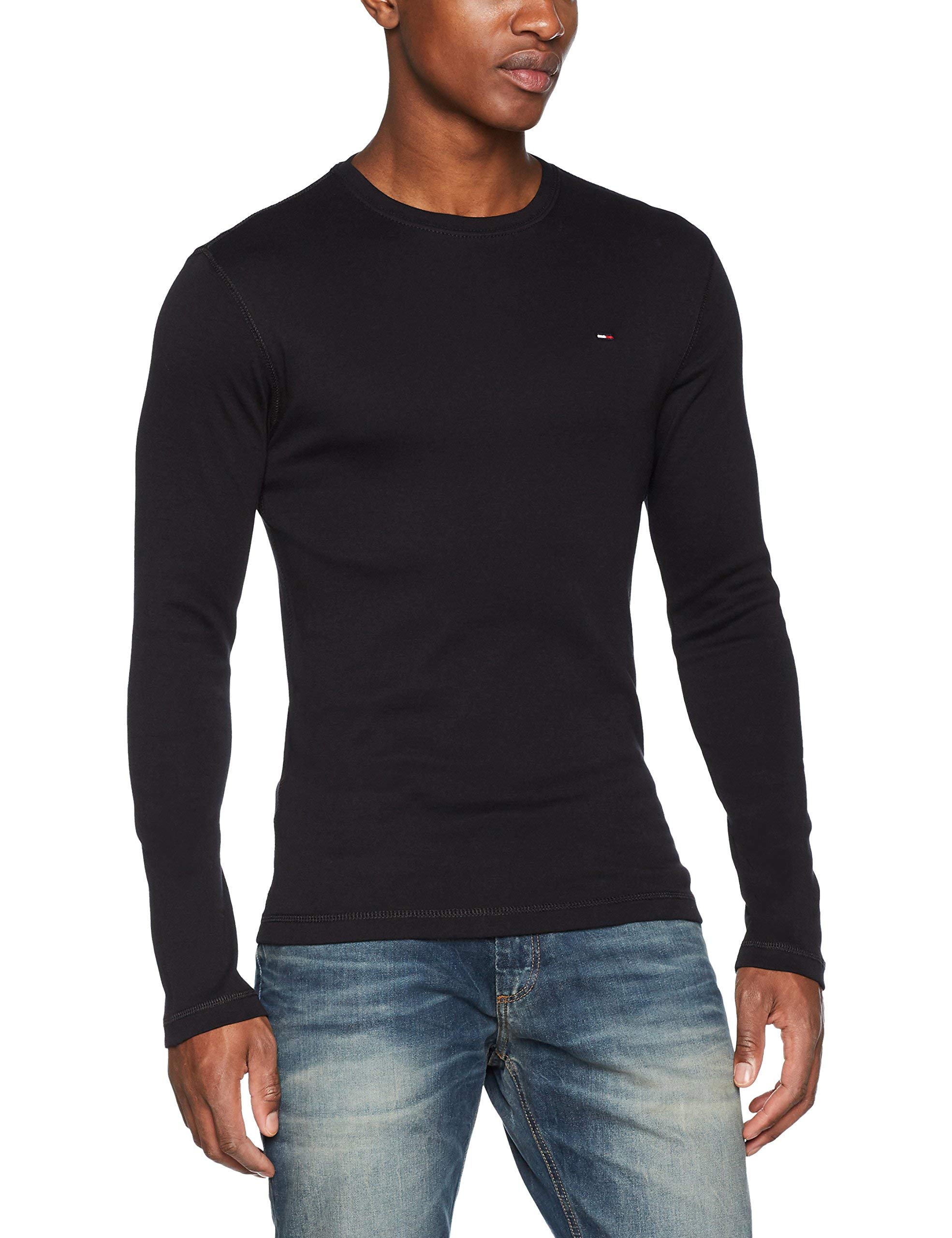 Tommy Jeans Herren Langarmshirt TJM Original Baumwolle M Schwarz (Tommy Black) Angebot bei HelloDeals