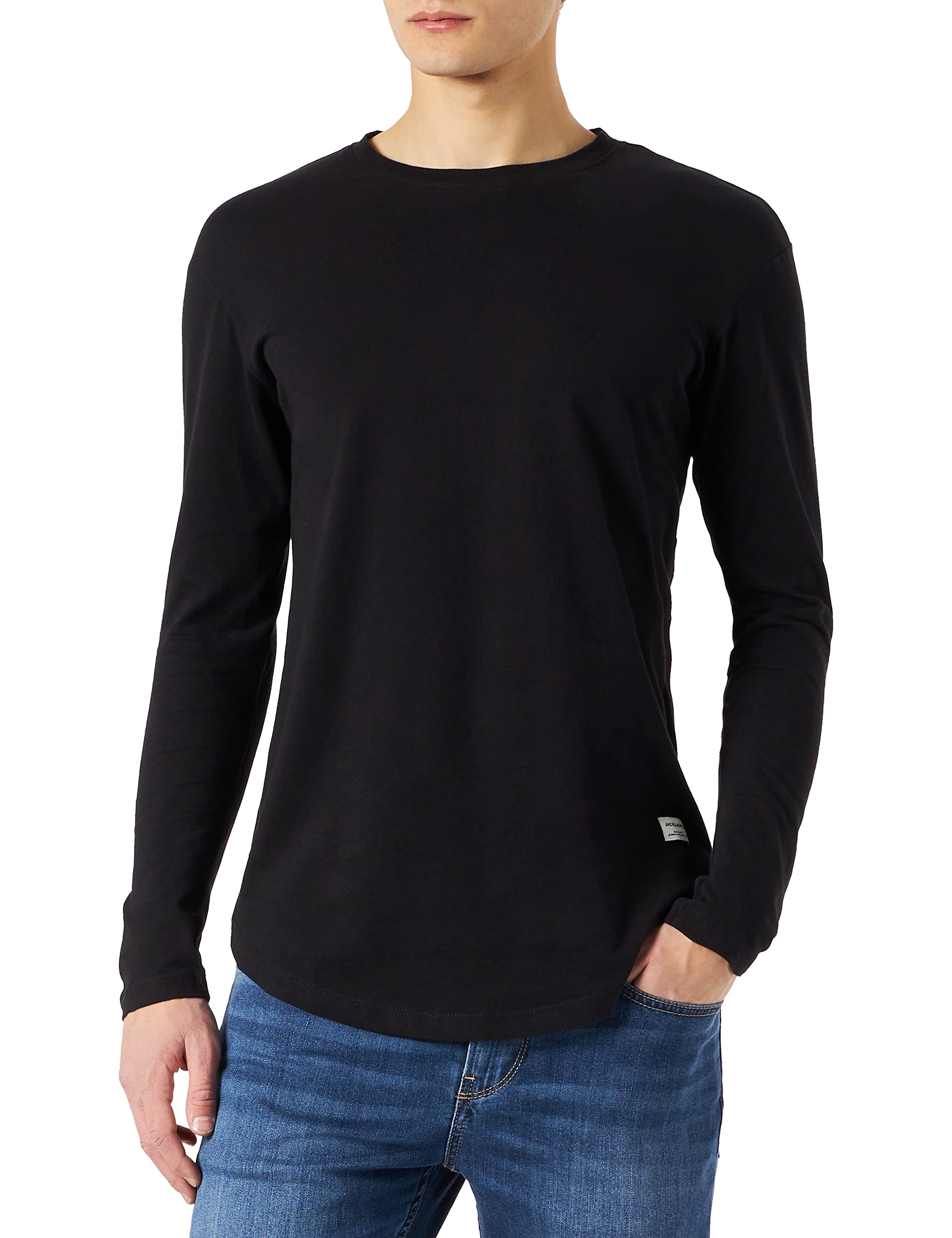 JACK & JONES Male Langarm-T-Shirt Einfarbig Langarm-T-Shirt L Schwarz Angebot bei HelloDeals
