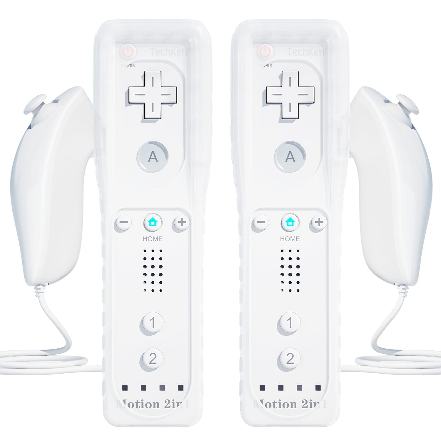 TechKen 2er Set Wii Remote Plus Mit Motion Plus und Nunchuck - Fernbedienung Kontroller Ersatz für Wii/WiiU White Angebot bei HelloDeals