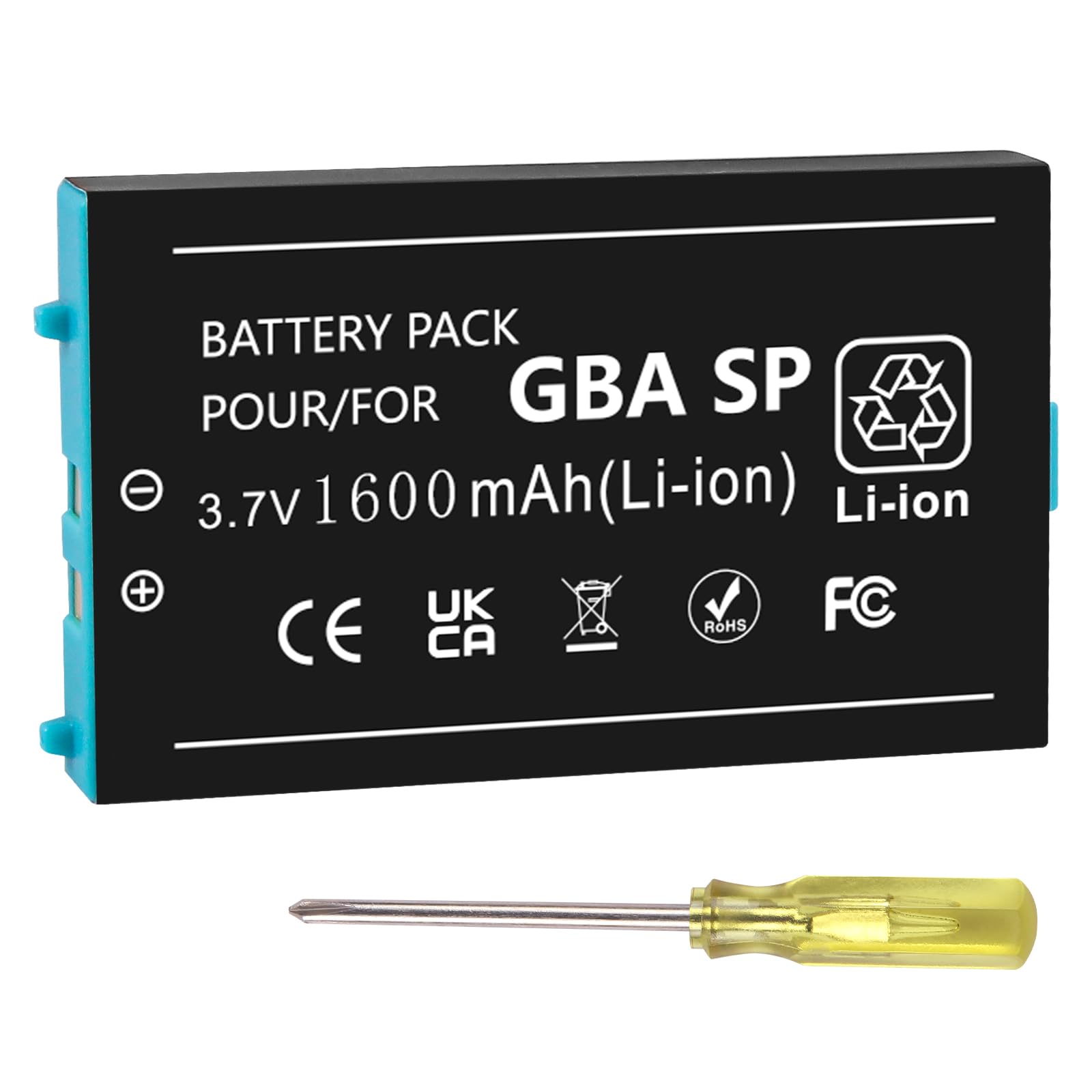 Akku für Nintendo Gameboy Advance SP 1600mAh Wiederaufladbarer Lithium-Ionen-Akku Ersatz für Nintendo GBA SP AGS-001 SAM-003 mit Schraubendreher Angebot bei HelloDeals