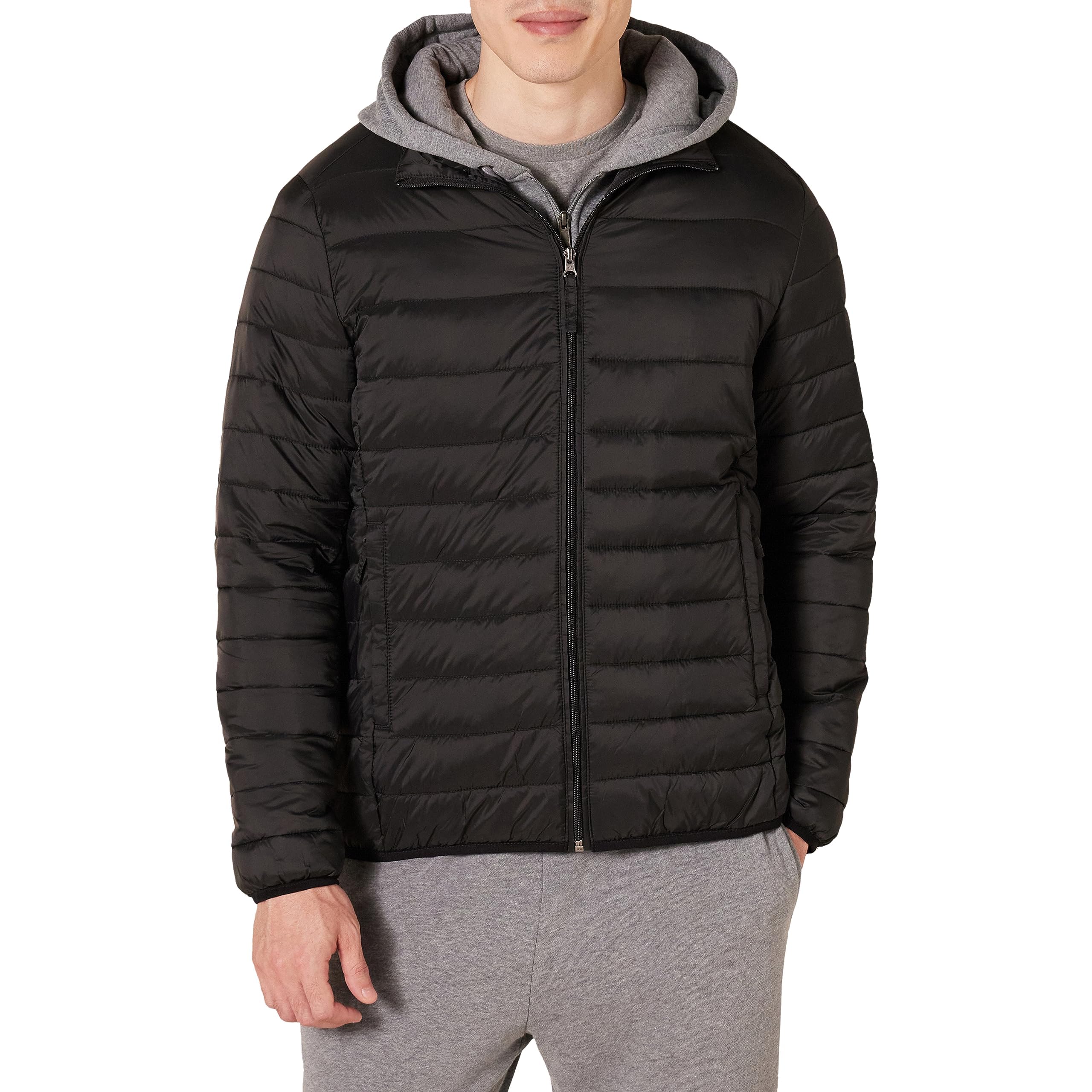 Amazon Essentials Herren Verstaubare, Leichte, Wasserabweisende Pufferjacke (Erhältlich In Big & Tall) M Schwarz Angebot bei HelloDeals