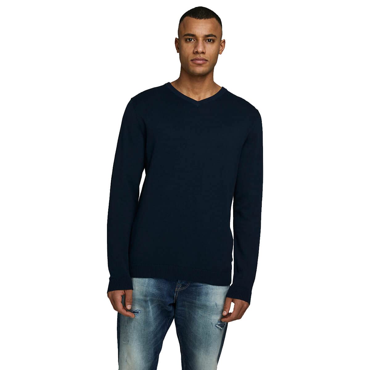JACK & JONES Male Strickpullover Einfarbig Strickpullover L Navy Blazer Angebot bei HelloDeals
