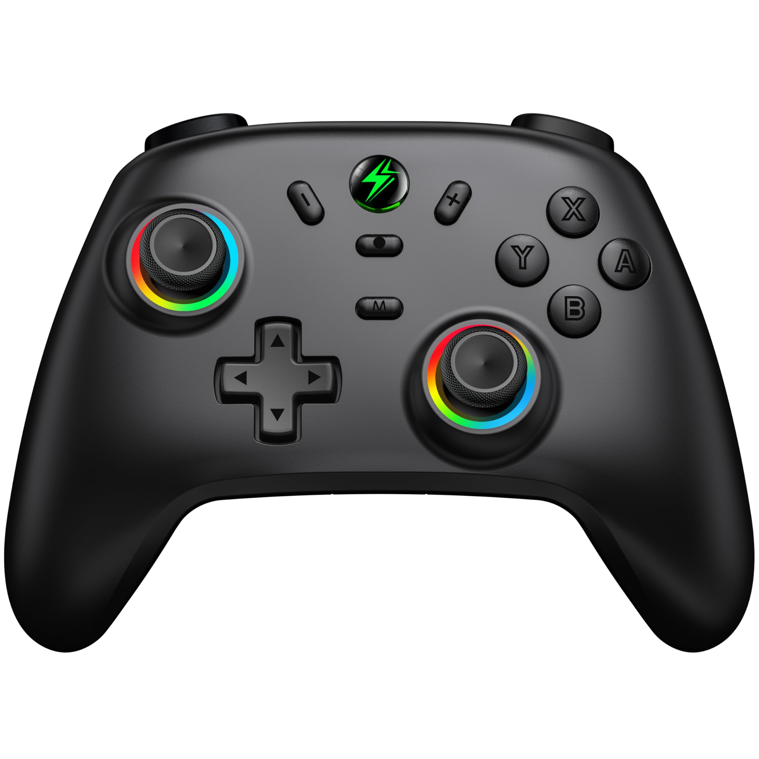 Switch Controller mit Hall Joysticks, Kabellos Controller für Nintendo Switch/Lite/OLED, Cooles RGB Joysticks/Turbo/Aufwachfunktion/Dual Motors Vibration/18 Std Spieldauer Schwarz Angebot bei HelloDeals