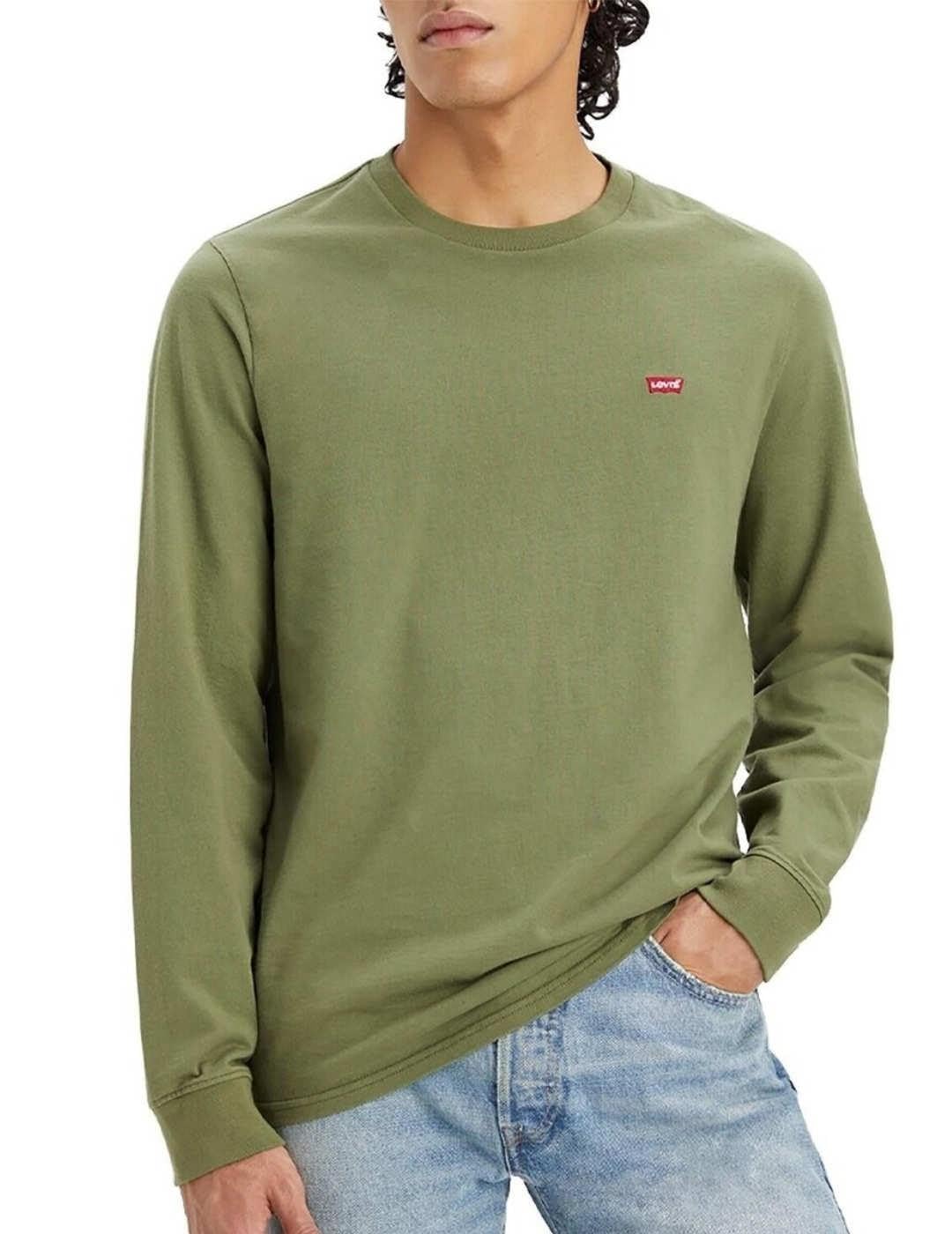 Levi's Herren Long-Sleeve Original Housemark Tee T-Shirt XL Bluish Olive Angebot bei HelloDeals