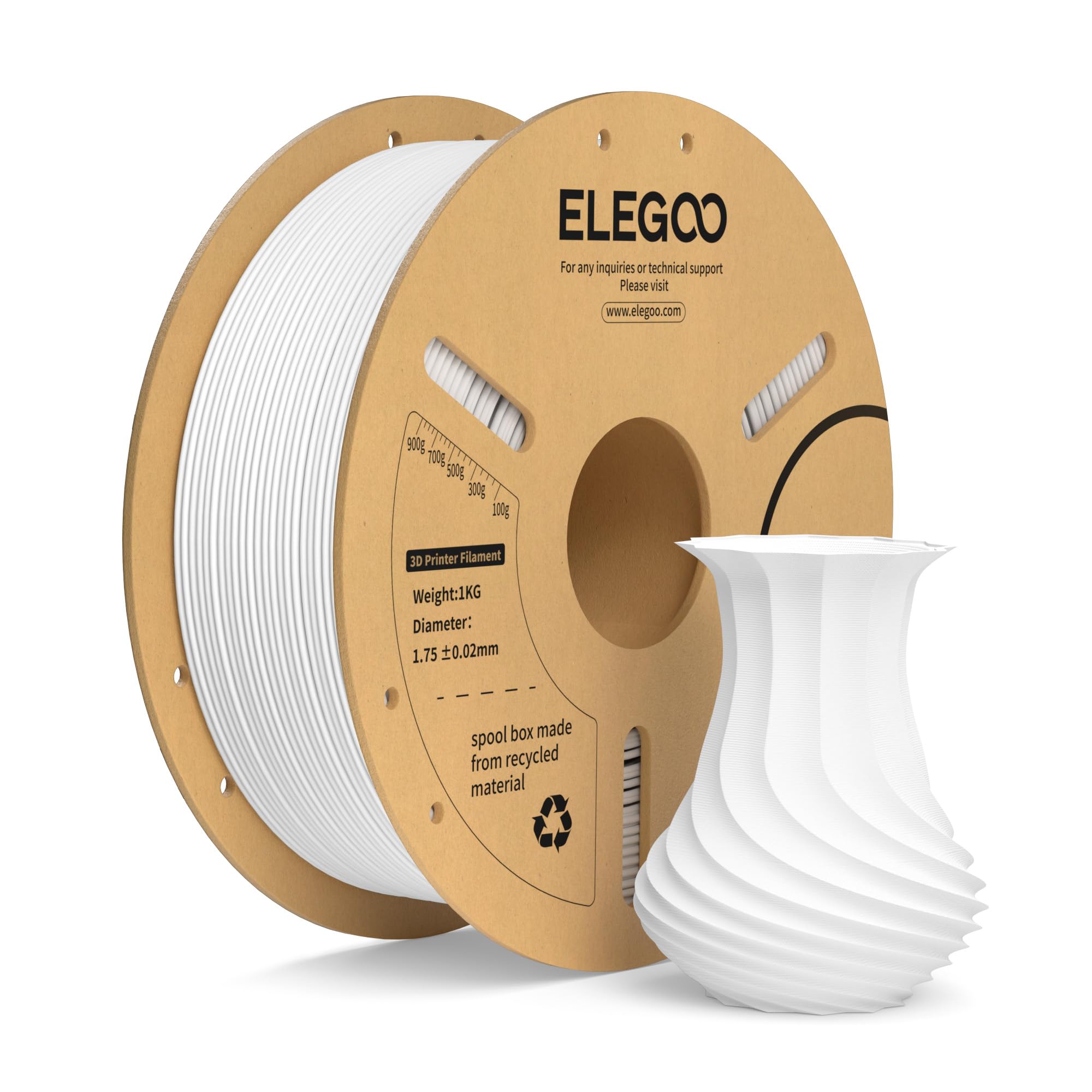 ELEGOO PLA+ Filament 1.75mm Weiß 1KG, PLA Plus 3D Drucker Filament, Härter und Stärker Filament-3D-Druckmaterialien, Maßgenauigkeit +/-0,02mm, Kompatibel mit den Meisten 3D Printer(1KG/Spool, 2.2lbs) 1kg Weiß Angebot bei HelloDeals