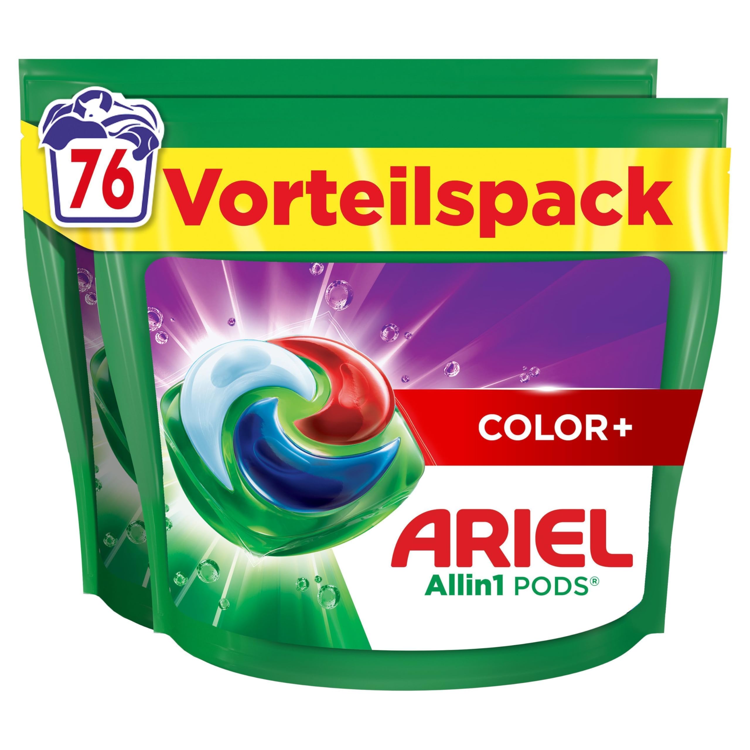 Ariel Waschmittel Pods All-in-1, Flüssigwaschmittel Kapseln 76 Waschladungen, Color+, Kraftvolle Fleckentfernung ab der 1. Wäsche Angebot bei HelloDeals