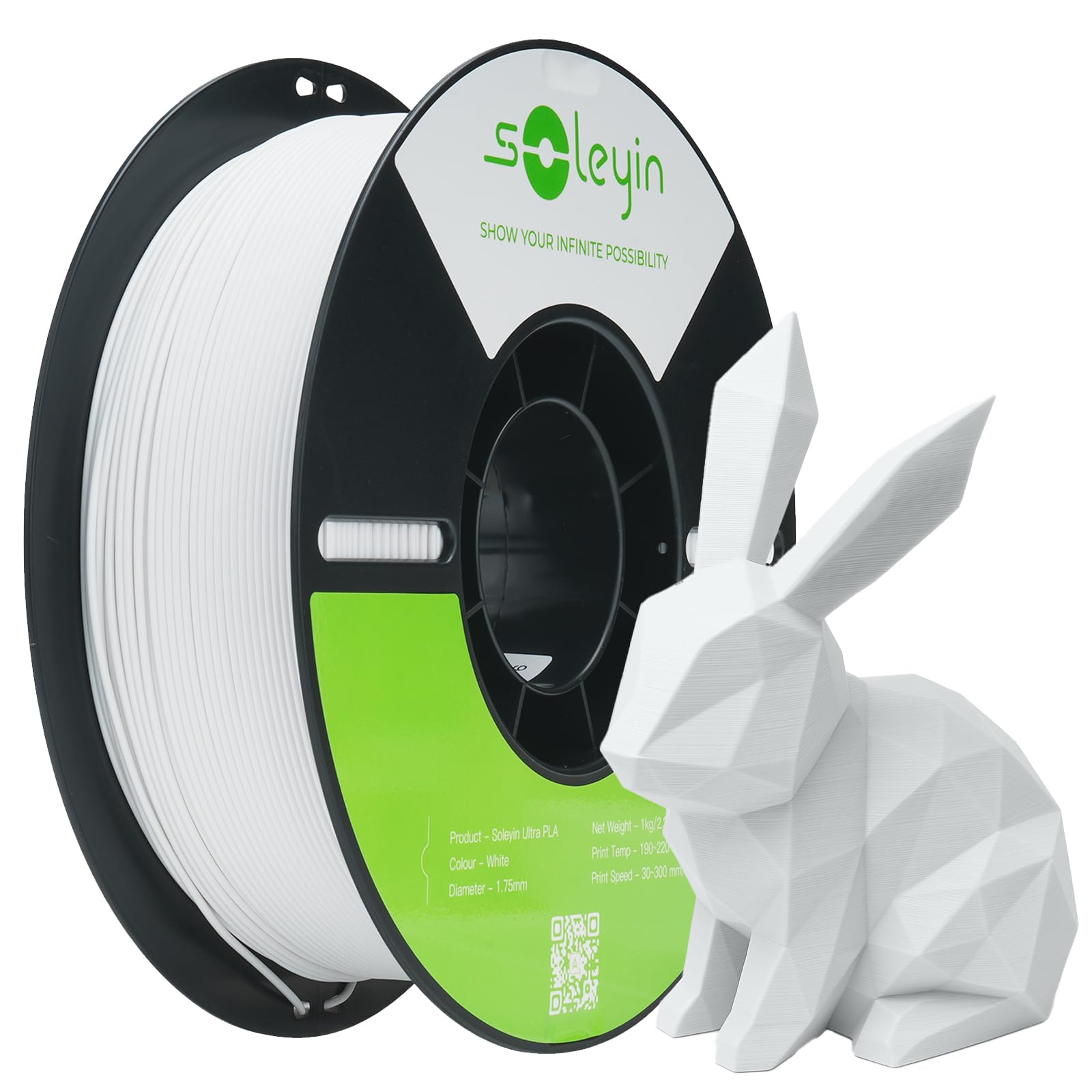 SOLEYIN Ultra PLA Filament 1.75mm Weiß, 3D Drucker Filament 1kg Hochgeschwindigkeit 30-300mm/s Umweltfreundliche, für die meisten 3D-Drucker Creality Ender K1 K1C K2 plus Angebot bei HelloDeals