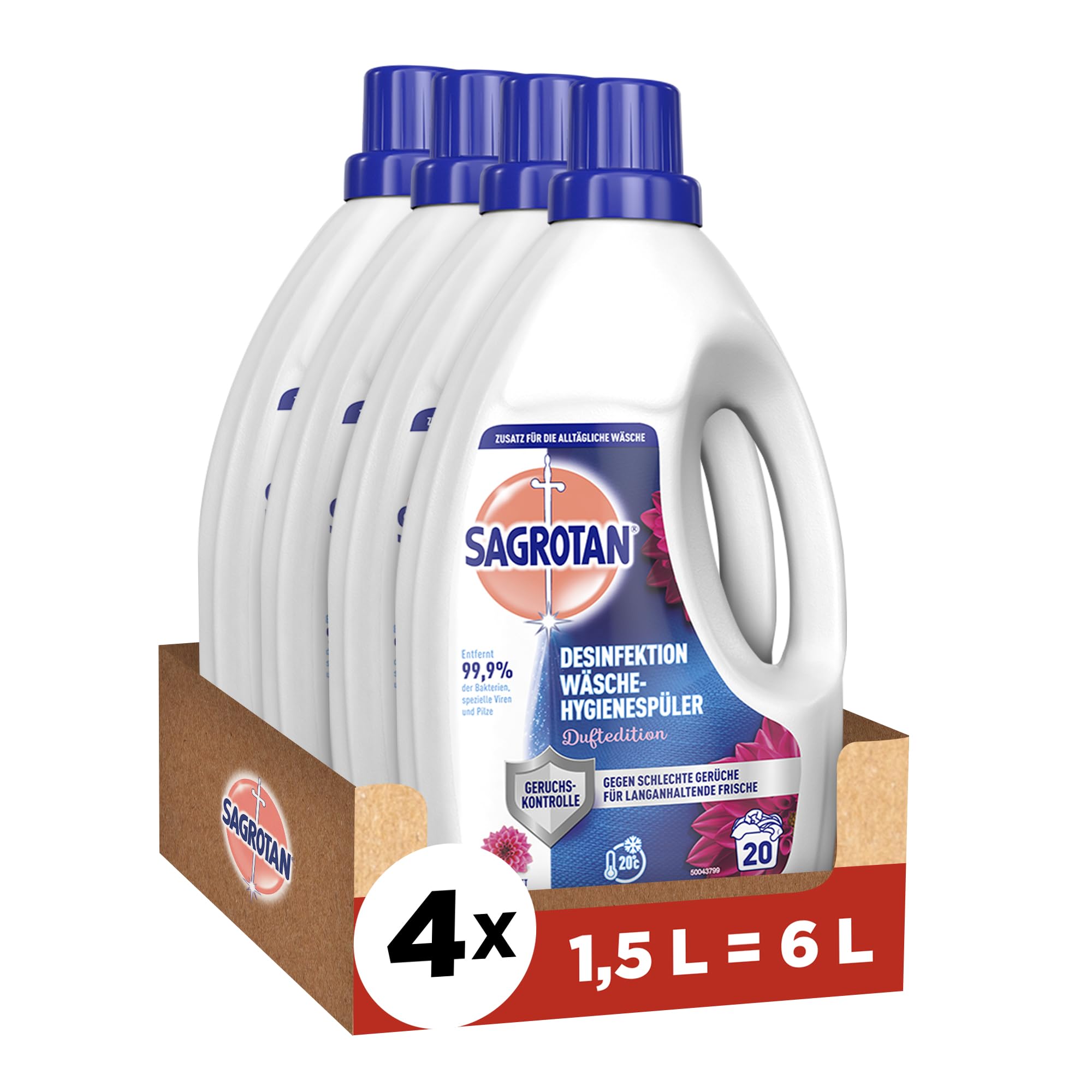 Sagrotan Wäsche-Hygienespüler Duftedition – Desinfektionsspüler für hygienisch saubere und frische Wäsche – 4 x 1,5 l Reiniger 1.5 l (4er Pack) Angebot bei HelloDeals