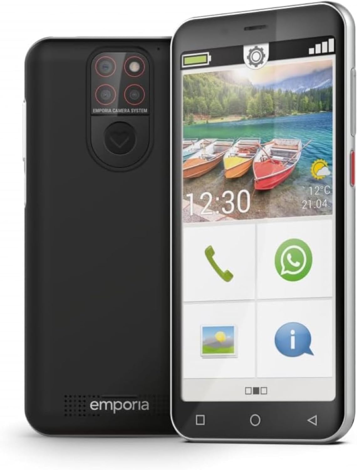 emporiaSMART.5 Mini, Seniorenhandy, 4G Volte, Senioren Smartphone ohne Vertrag, Mobiltelefon mit Notruftaste, 4,95-Zoll-Display, Android 13, 13 MP Kamera, Schwarz, E5mini/E5m 001 SMART.5 mini, 64GB & Android 13 Angebot bei HelloDeals