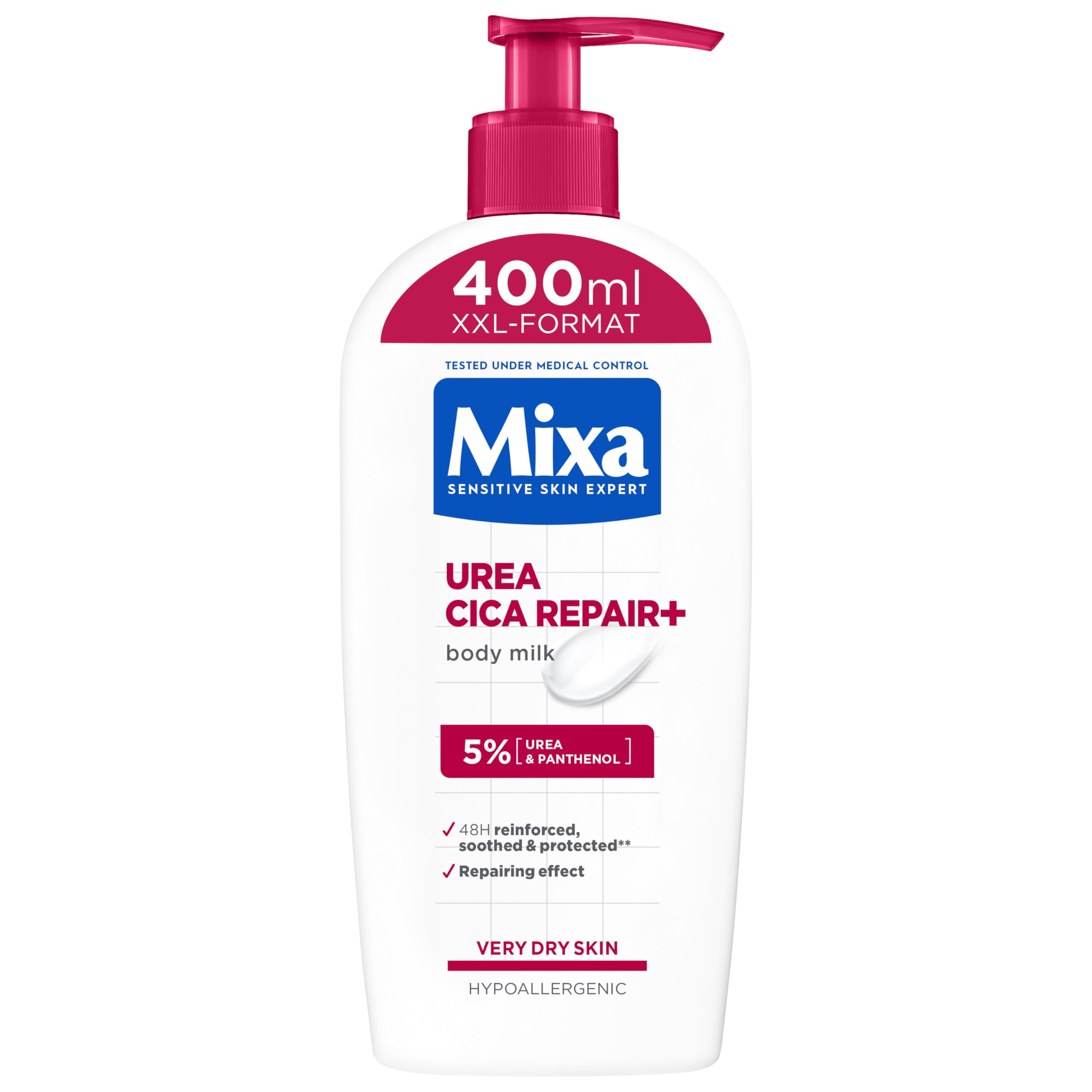 Mixa Urea Cica Body Lotion XXL, mit Urea & regenerierendem Panthenol, beruhigende & schützende Körpermilch, für trockene Haut, hochverträglich, beugt Hautirritationen vor Urea Cica Repair+, 400 ml XXL Pack Angebot bei HelloDeals