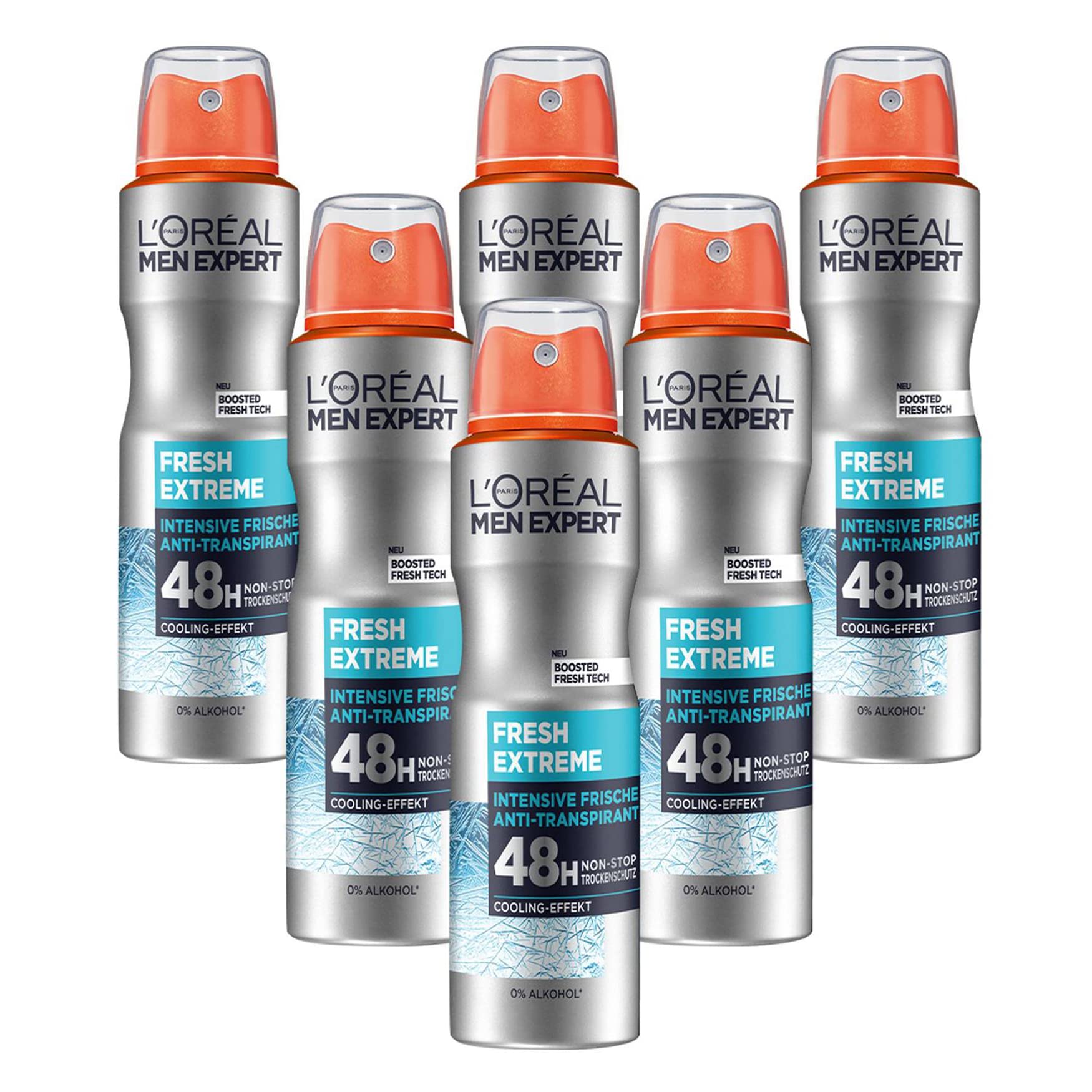 L'Oréal Men Expert Deo für Männer, Effektives Deospray mit integriertem Cooling-Effekt für bis zu 48 Stunden Frische, Fresh Extreme, 6 x 150 ml 6x Deos Angebot bei HelloDeals