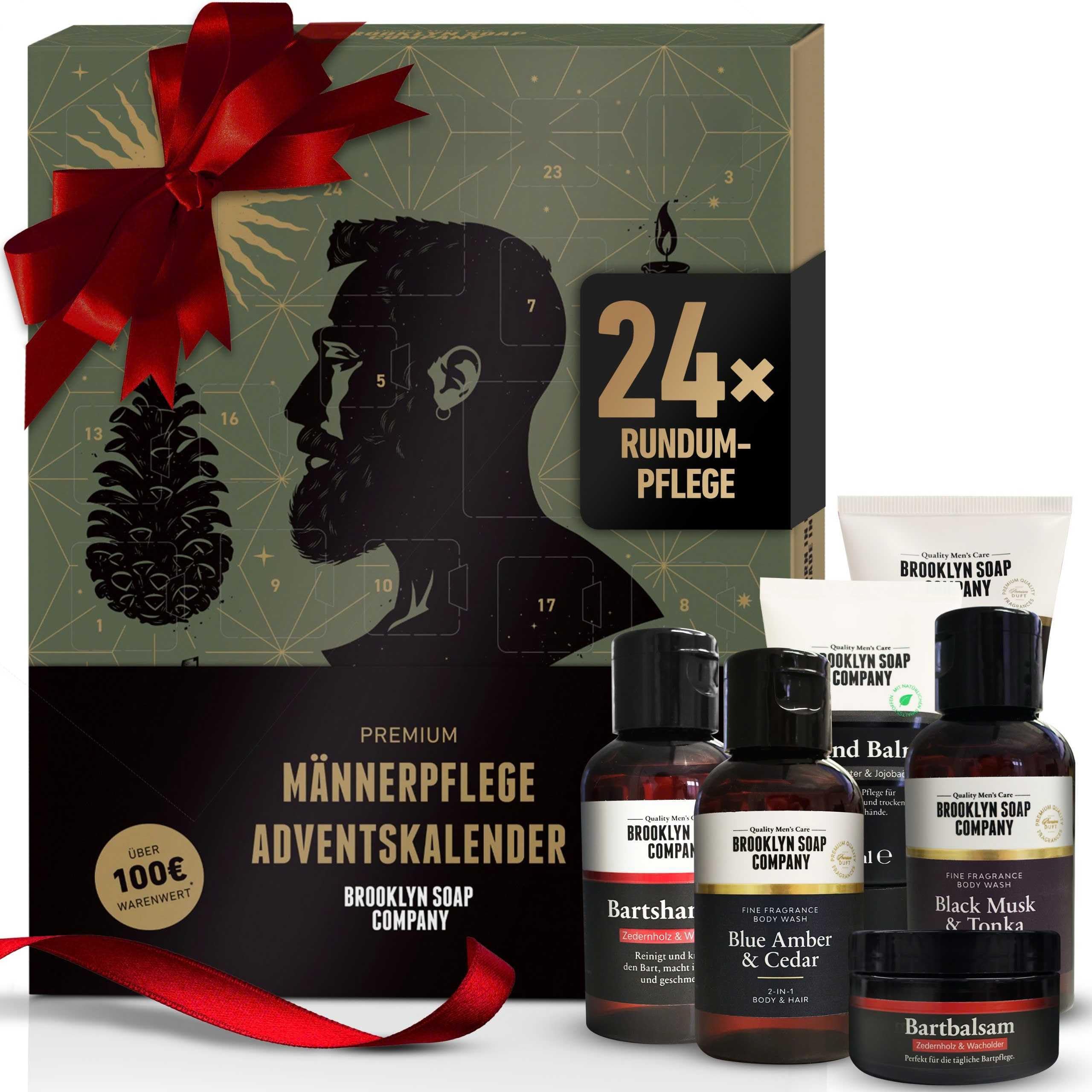 Brooklyn Soap Company Adventskalender 2025 - Weihnachtskalender für Männer - 24 Essentials für Bartpflege, Haut & Haar Angebot bei HelloDeals