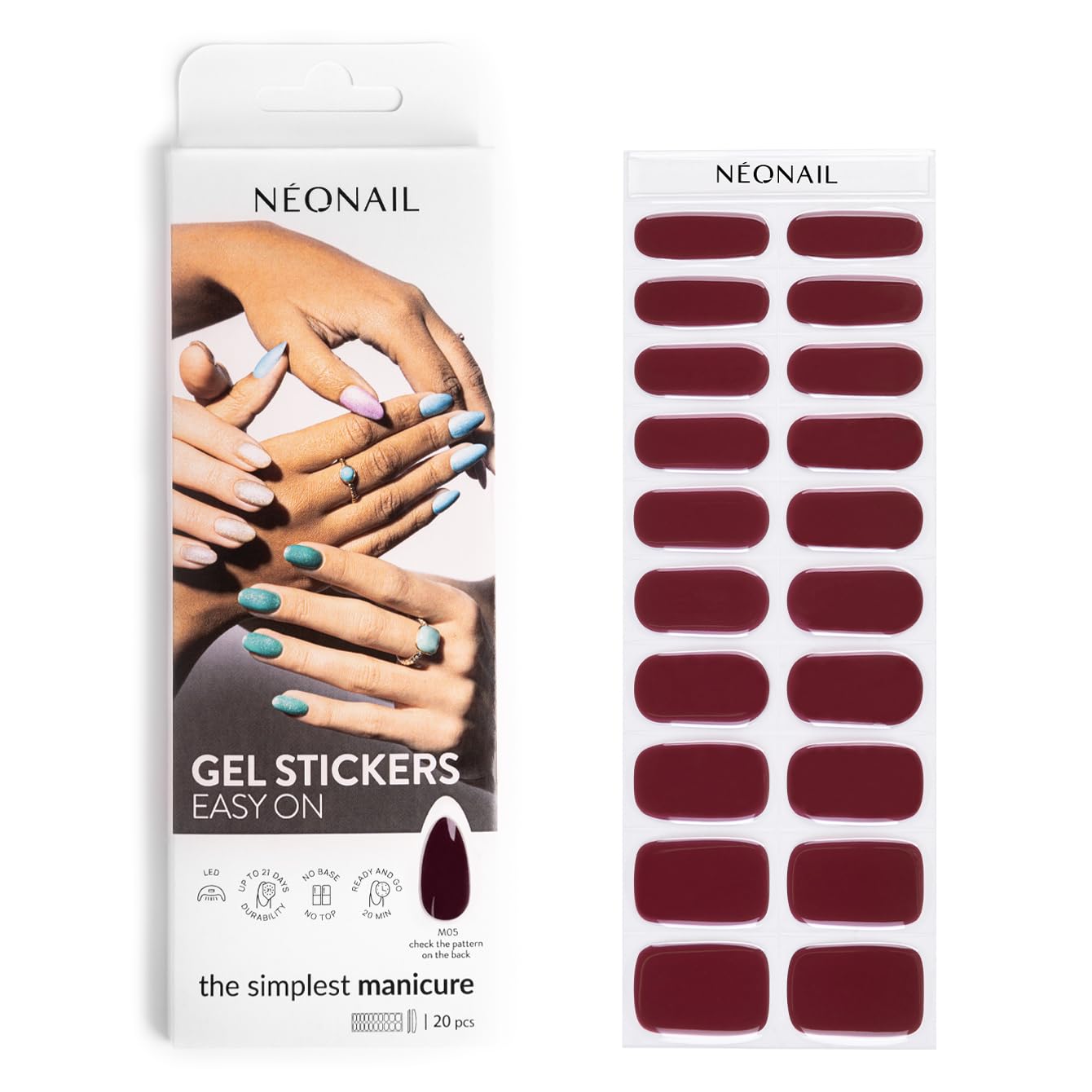 NÉONAIL Nagelfolie UV Härtend - Gel Stickers Easy On - UV Gel Strips - Fingernägel zum Aufkleben - Nagelsticker - Nagellackstreifen - Nagelaufkleber - Aufkleber Nägel - M05 M05 M05 Angebot bei HelloDeals