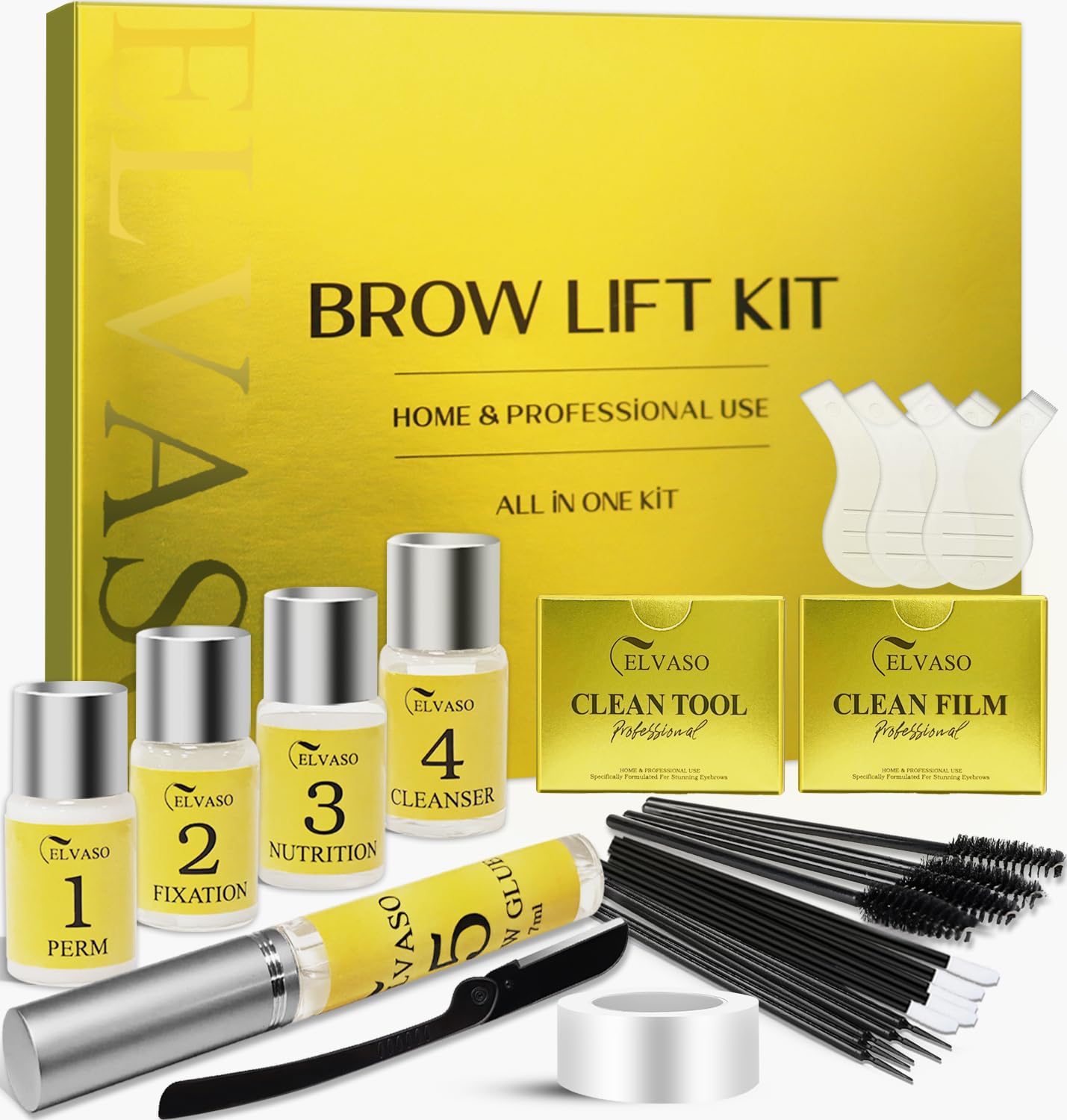 Augenbrauen Lifting Set, DIY Brow Lifting Set für Zuhause, ELVASO Sofortiger Salon-Effekt für Vollere, Dichtere 3D-Augenbrauen, Einfach in der Anwendung & Lang Anhaltendes Ergebnis Dunkles Gold Angebot bei HelloDeals