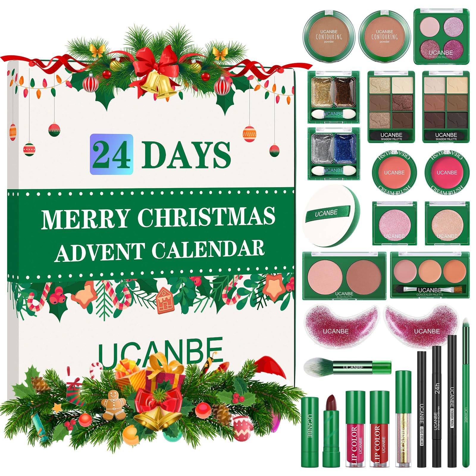 UCANBE Adventskalender Makeup 2025 Beauty, 24 Tage Make Up Adventskalender Frauen Damen, Weihnachts-Countdown-Kalender voller Make Up Kits Geschenksets Angebot bei HelloDeals