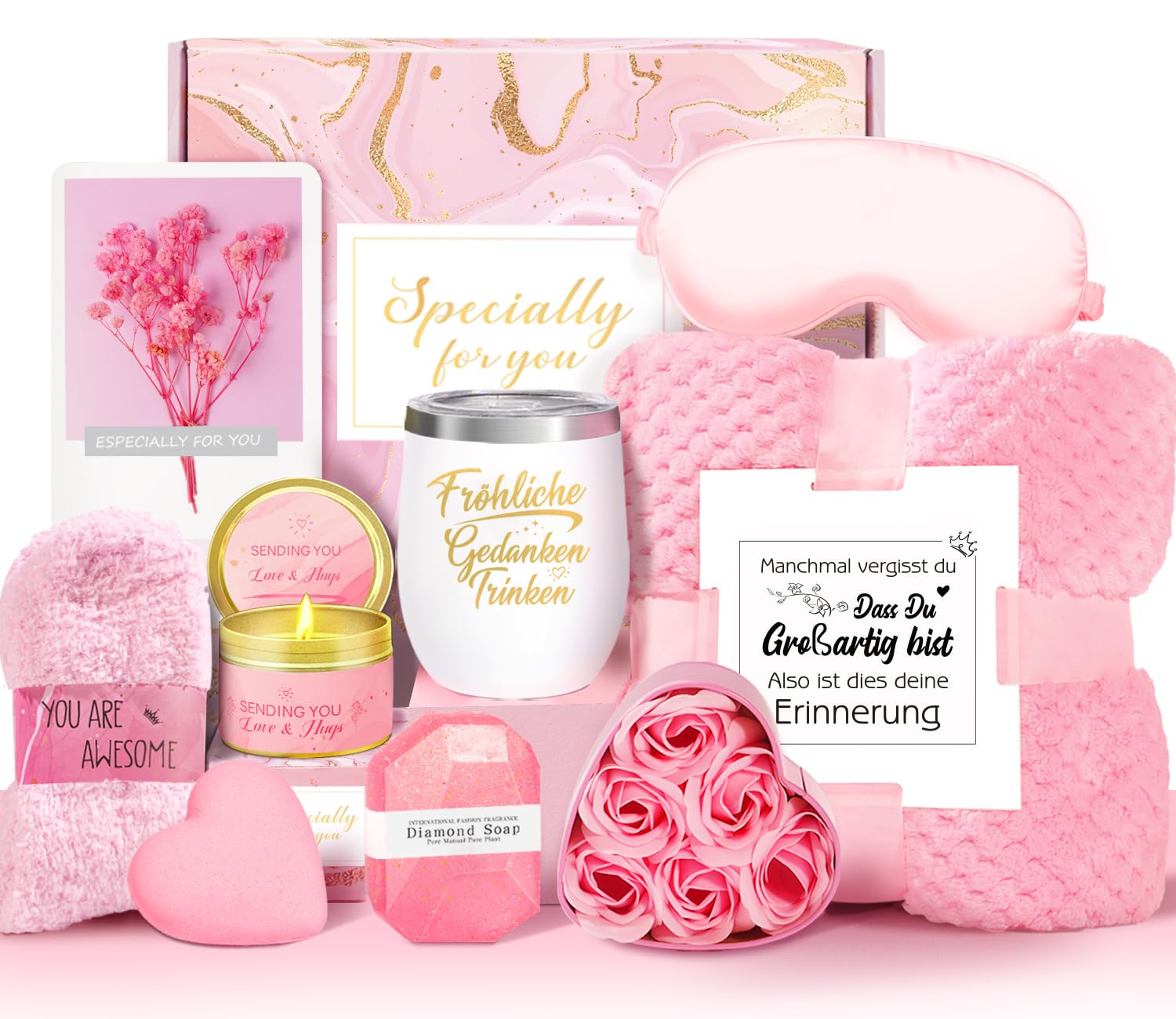 Geschenke für Frauen,Geburtstagsgeschenk für frauen, Entspannende Spa Geschenk Korb Care Paket, Geschenk Set für beste Freunde weibliche Schwester Mutter Frau Ihre Freundin Coworker Bestie Lehrer Rosa Angebot bei HelloDeals