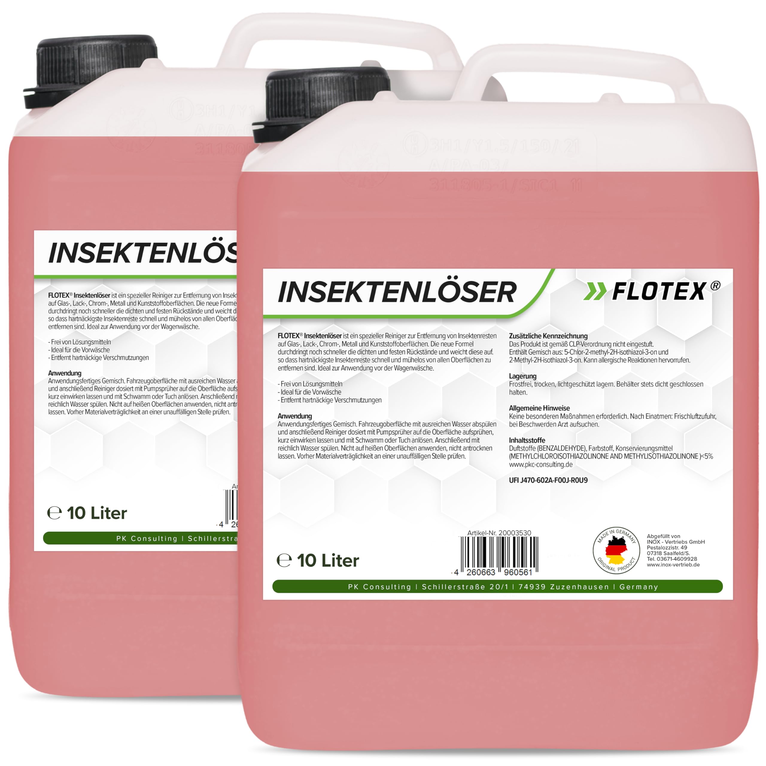 Flotex® Profi Insektenentferner Auto - 2x10L I Insektenlöser für Auto & Motorrad - Ideal für Glas, Kunststoff, Lack & Chrom I Lackschonender KFZ Insektenentferner- Für optimale Vorwäsche 2 x 10 Liter Angebot bei HelloDeals