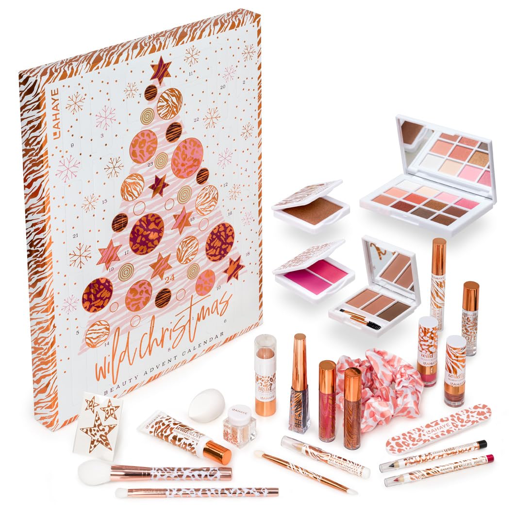 LAHAYE Beauty Adventskalender "WILD X-MAS" 2025, Geschenkset, 24 hochwertige und einzeln verpackte Make-up und Kosmetik Überraschungen für Weihnachten, Make-up Adventskalender Angebot bei HelloDeals