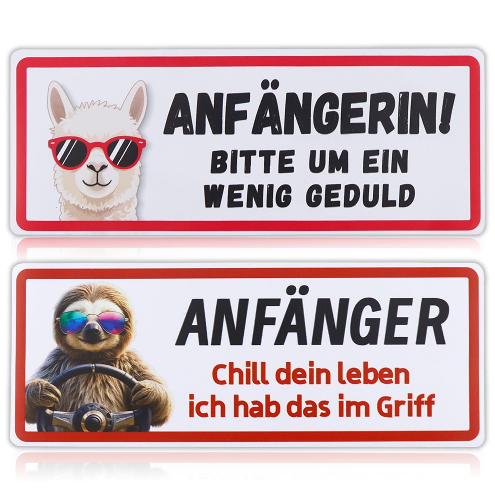 Fahranfänger Magnetschild 20x8cm - Anfänger Schild Auto, Magnetschild mit Spruch & witzigem Motiv, Geschenke zum Führerschein(Jungs & Alpaka) Angebot bei HelloDeals