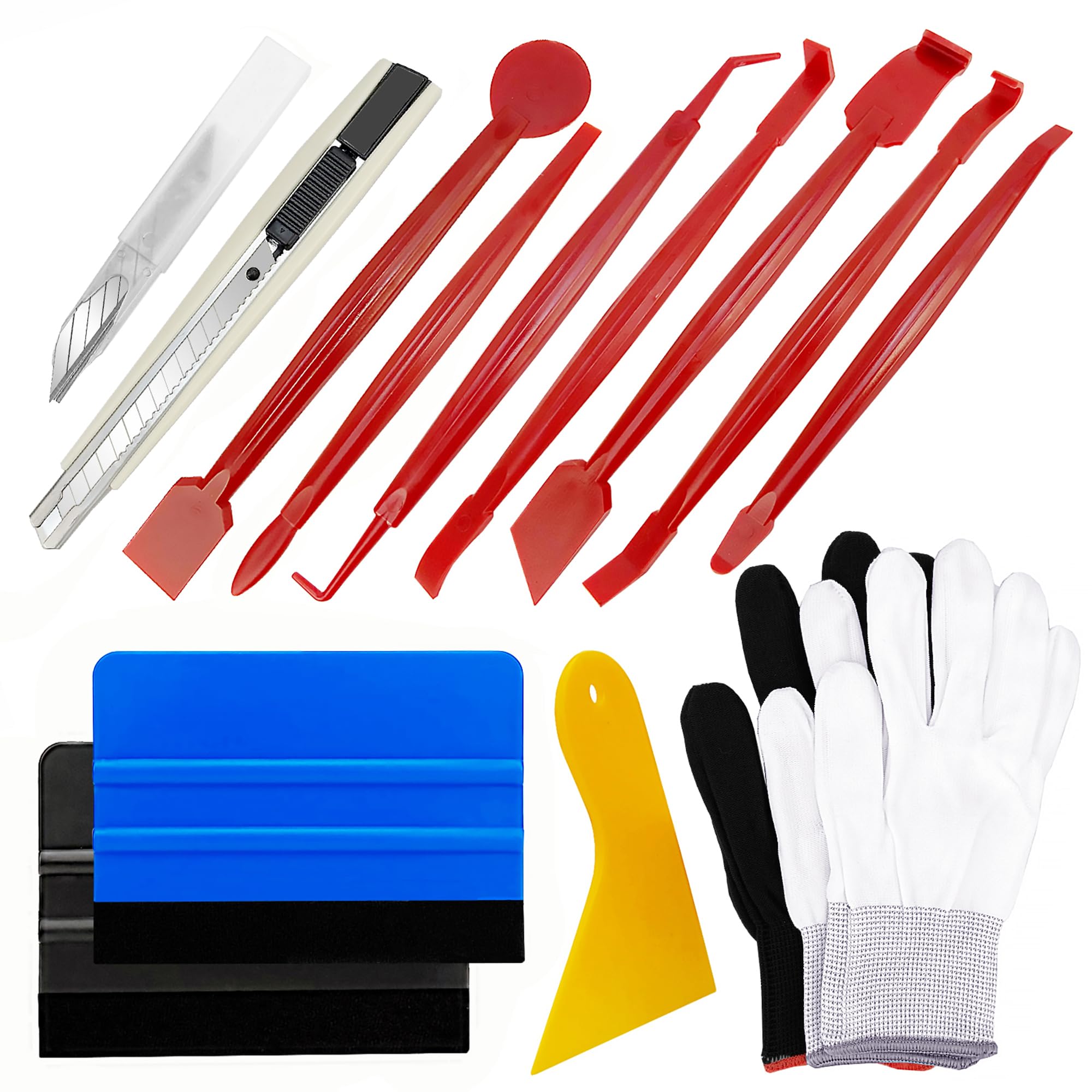 Umaki Kfz-Fenstertönungs-Set, Vinyl-Werkzeuge für Autolackschutzfolie, Vinylfolie, Aufkleber, mit Arbeitshandschuhen, 10 cm Filzkantenabzieher, 7-in-1-Vollwickelrakel für Kanten, Schaber und Trimmer Angebot bei HelloDeals