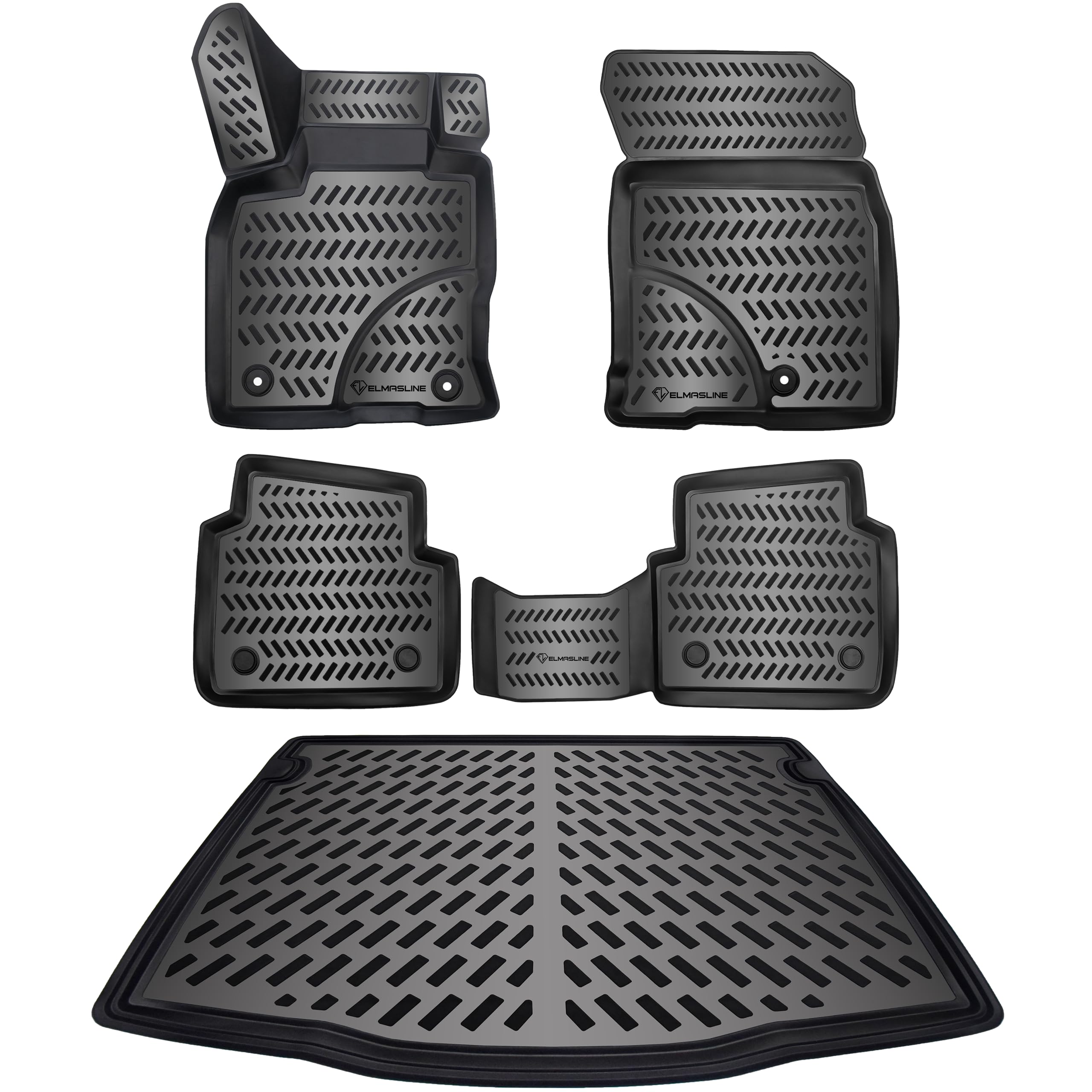 ELMASLINE 3D Gummimatten + Kofferraumwanne Set für Ford KUGA 3 (III) 2019-2026 | Fußmatten Hoher Rand Angebot bei HelloDeals