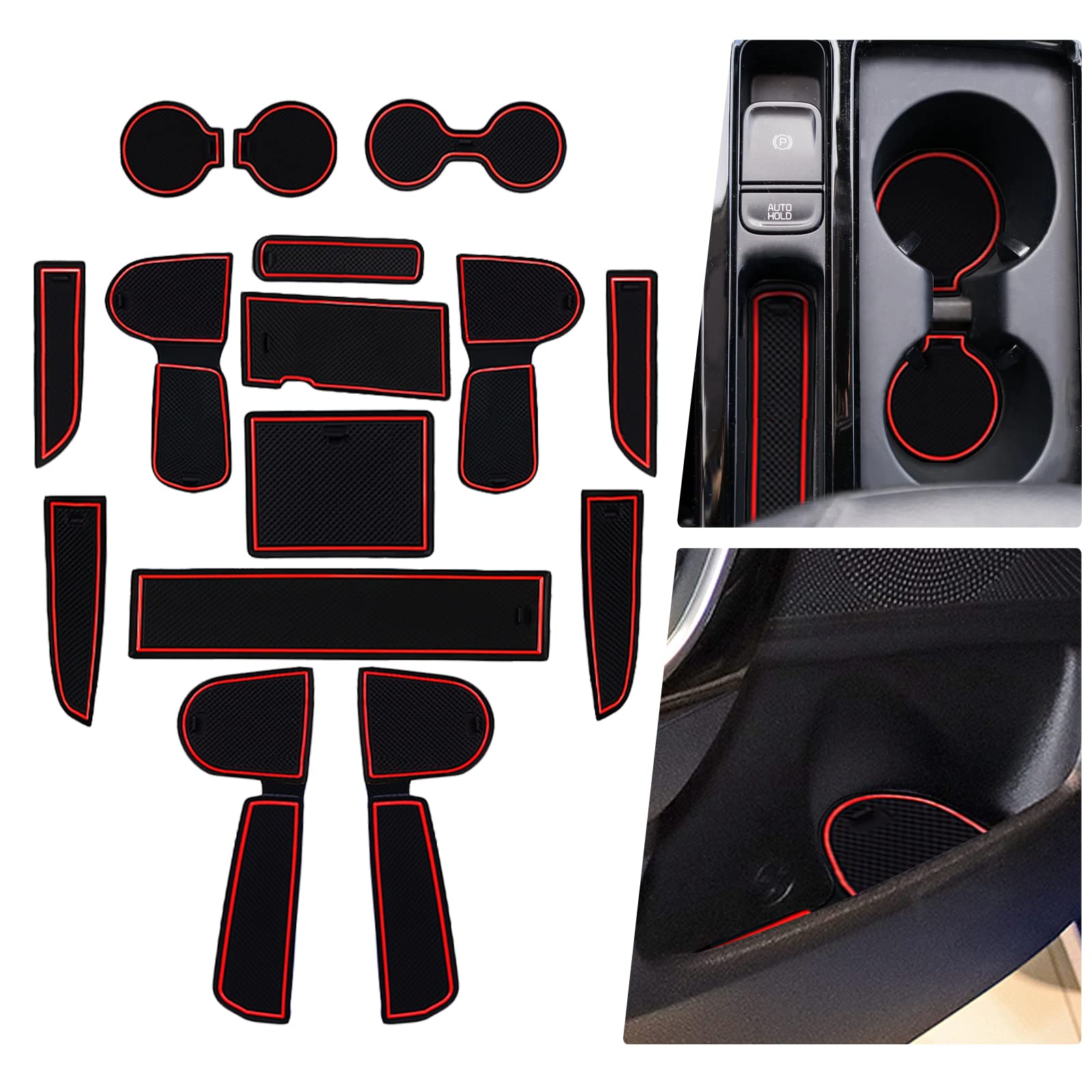 BIBIBO Gummimatten Antirutschmatten kompatibel mit Kia Ceed GT Proceed GT 2018-2024 / XCeed GT 2020-2024, Gummi-Automatten, Auto Matten, Anti-Rutsch-Matte, Aufbewahrungsbox rutschfeste Matten Rot-CEED Angebot bei HelloDeals